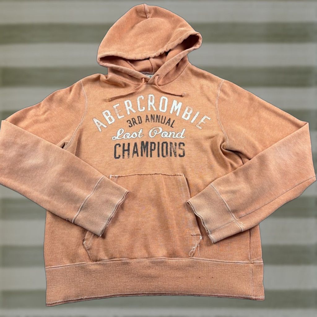 Abercrombie & Fitch VINTAGE Abercrombie & Fitch Hoodie Womens S Orange Graphic Print 90s Logo Embroidered Pockets Size S / US 4 / IT 40 - 1 Thumbnail