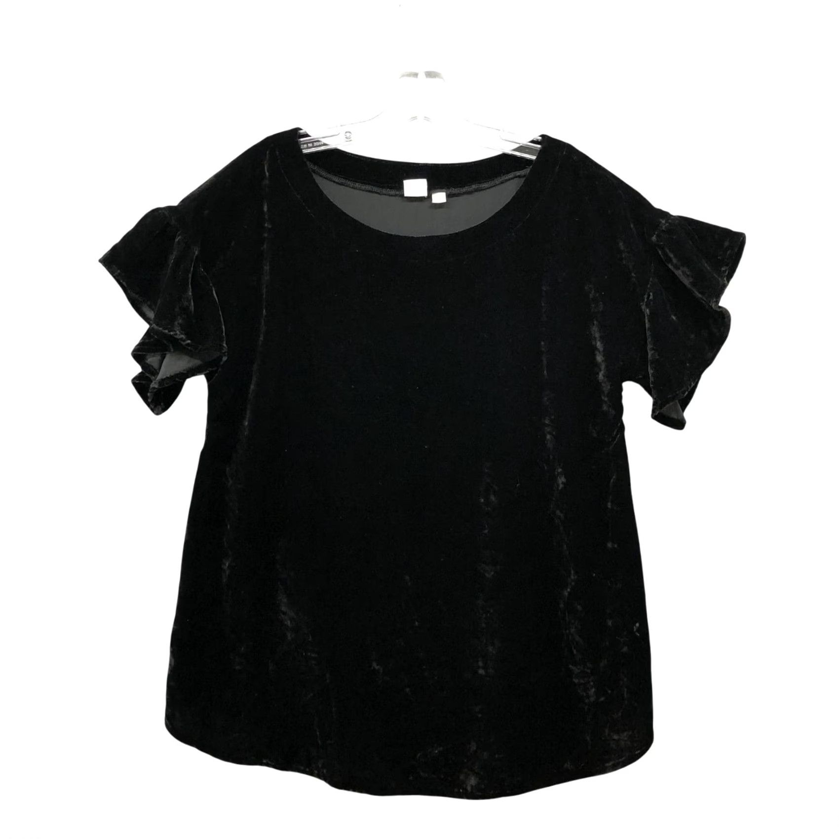 Gap VINTAGE Gap Maternity Velvet Ruffle Top Womens S Black Short Sleeve Tee Crewneck Size S / US 4 / IT 40 - 2 Thumbnail
