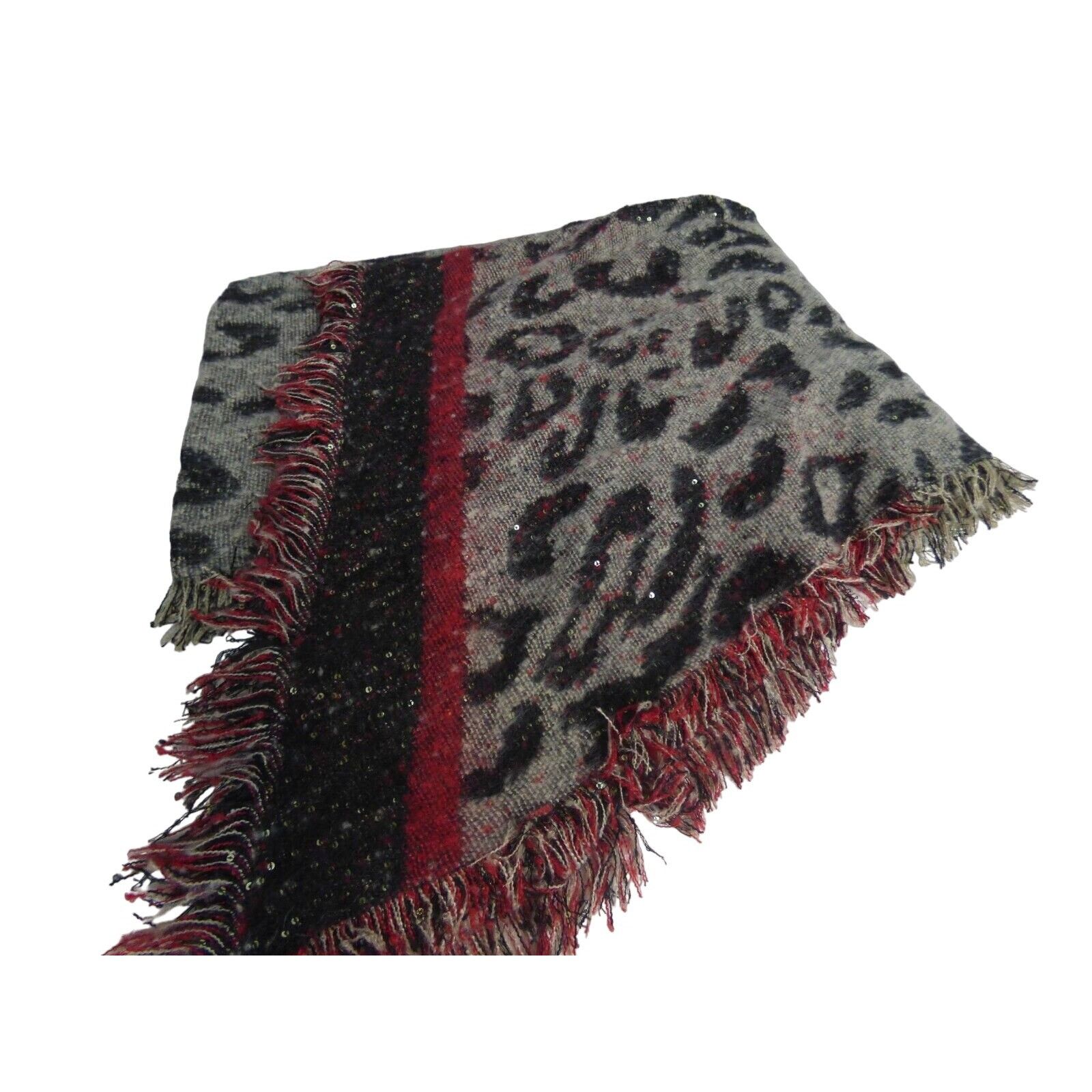 Other Inc International Concepts Leopard Sequin Wrap, Black/Red Size ONE SIZE - 9 Thumbnail