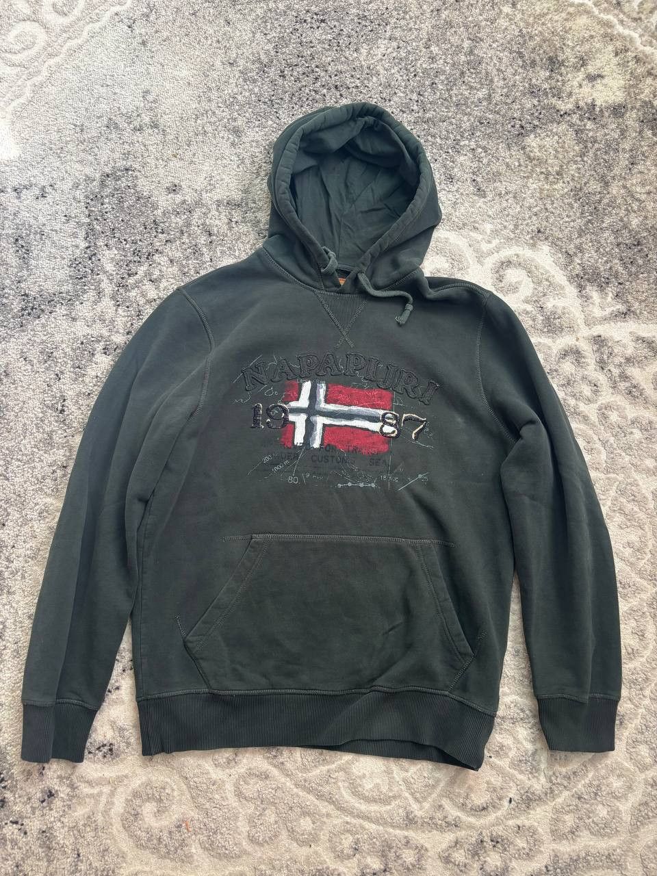 Napapijri Vintage Napapijri Graphic Logo Hoodie Dark Green XL Size US XL / EU 56 / 4 - 3 Thumbnail