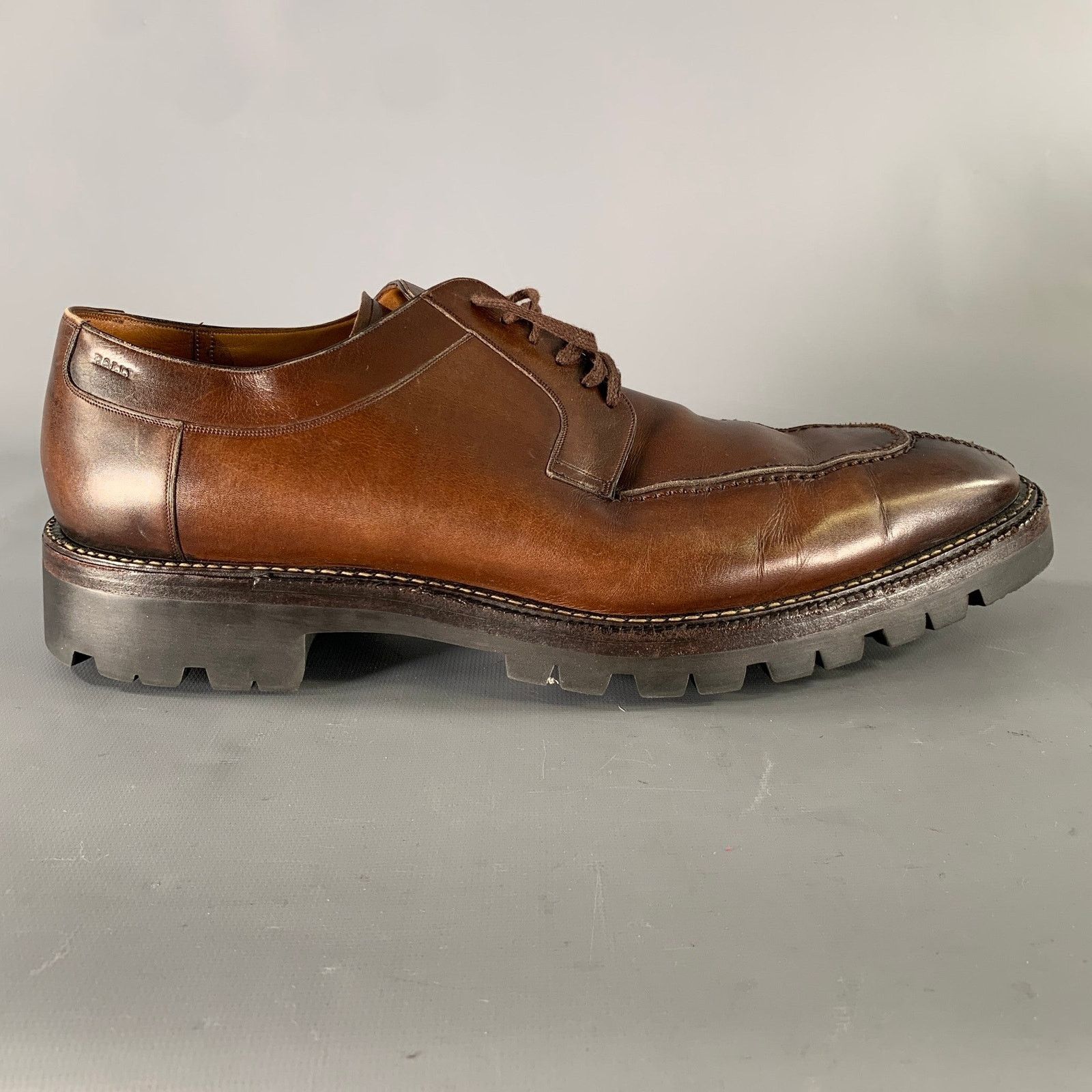 Bally BALLY SCUBER Brown Contrast Stitch Leather Derby Lace Up Size US 12 / EU 45 - 2 Thumbnail
