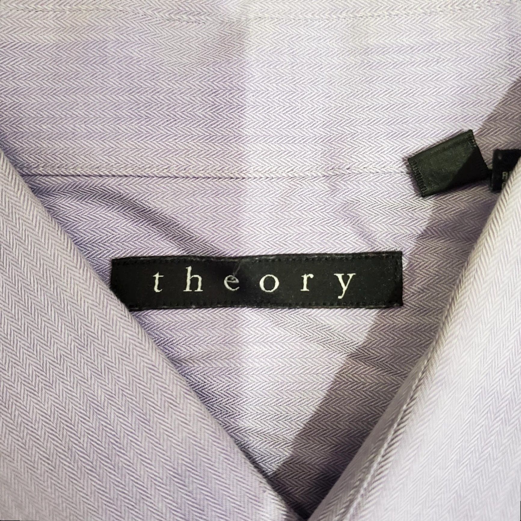 Theory Theory Shirt Mens 16.5 34/35 Purple Herringbone Dress Button Front Long Sleeve Size 42R - 4 Thumbnail