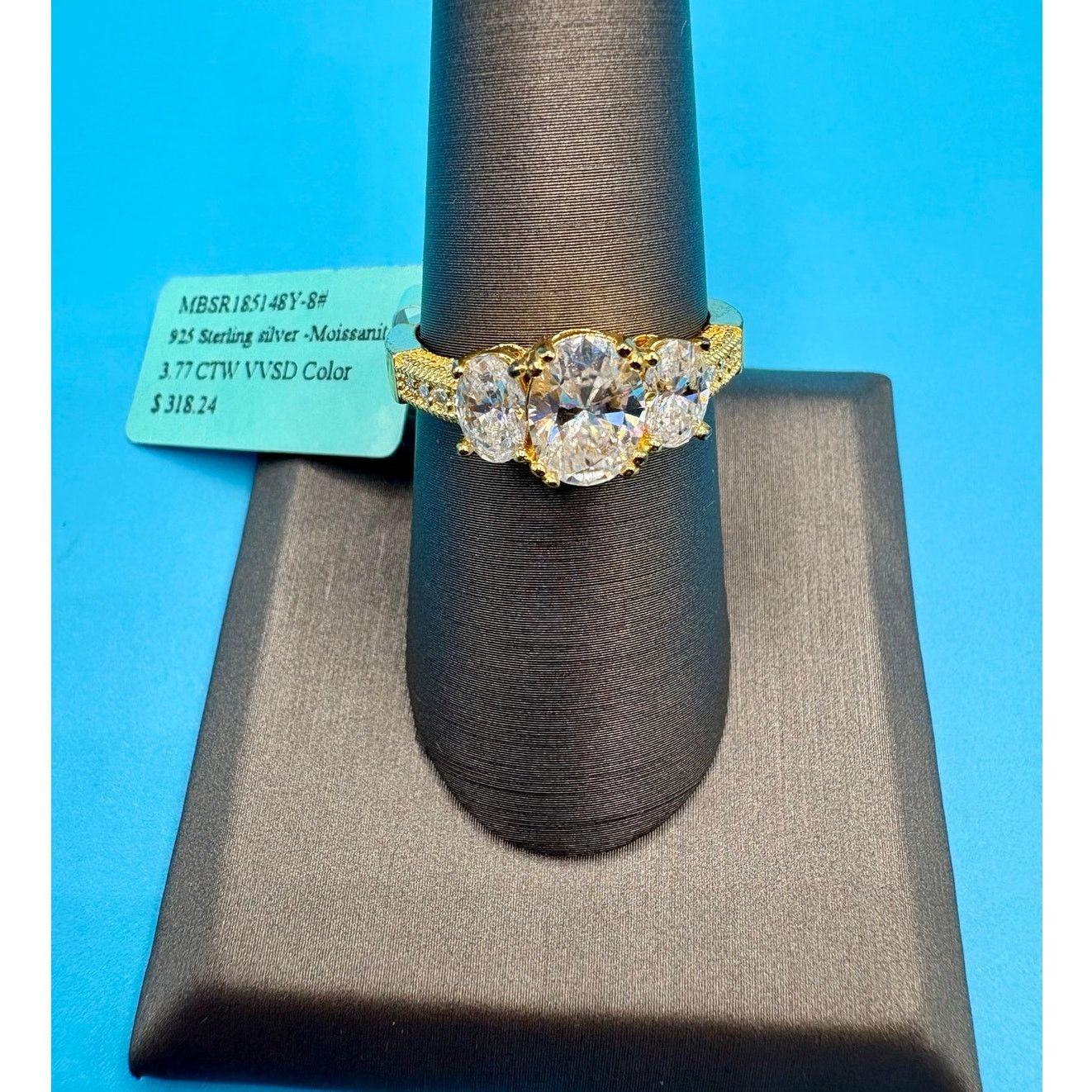 Jewelry NWT - 3.77CTW Moissanite Vermeil over 925 Silver - Size 7.5 Size ONE SIZE - 1 Thumbnail