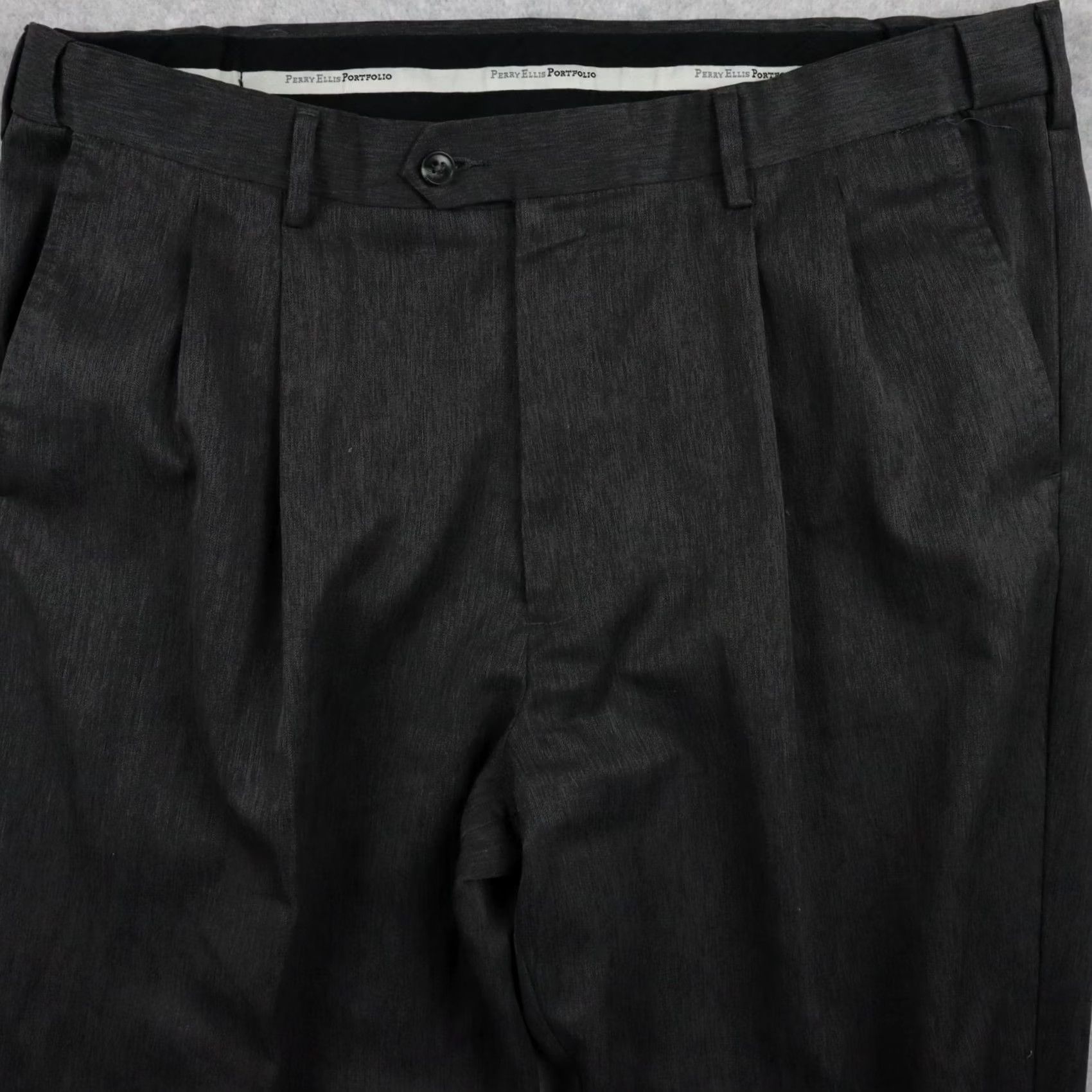 Perry Ellis Perry Ellis Portfolio Dress Pants Mens 38x34 Formal Cuffed Pleated Gray Size US 38 / EU 54 - 2 Thumbnail
