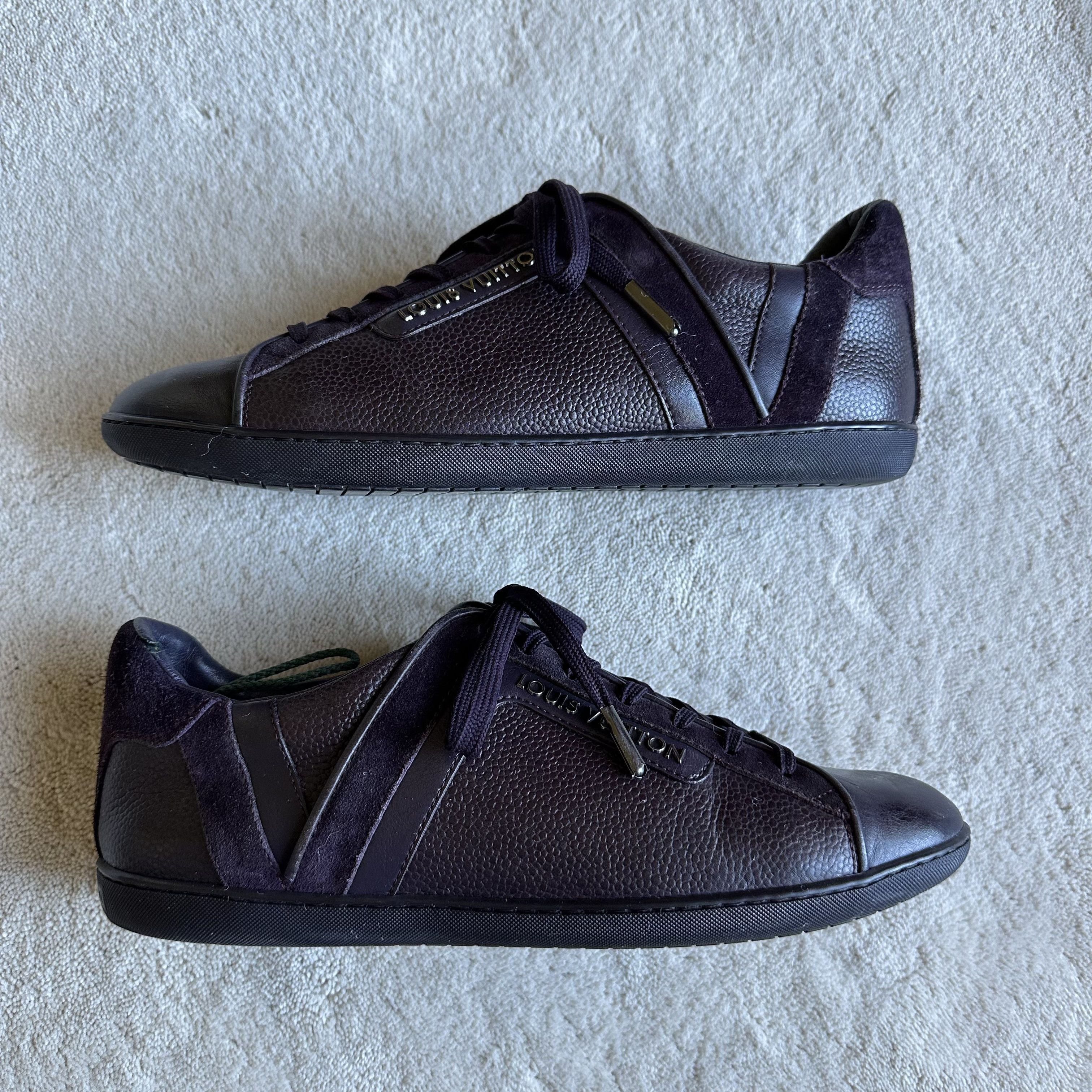 Louis Vuitton LOUIS VUITTON Dk Brown LEATHER Low-Top SNEAKERS Size 7.5 LV Size US 8.5 / EU 41-42 - 1 Thumbnail
