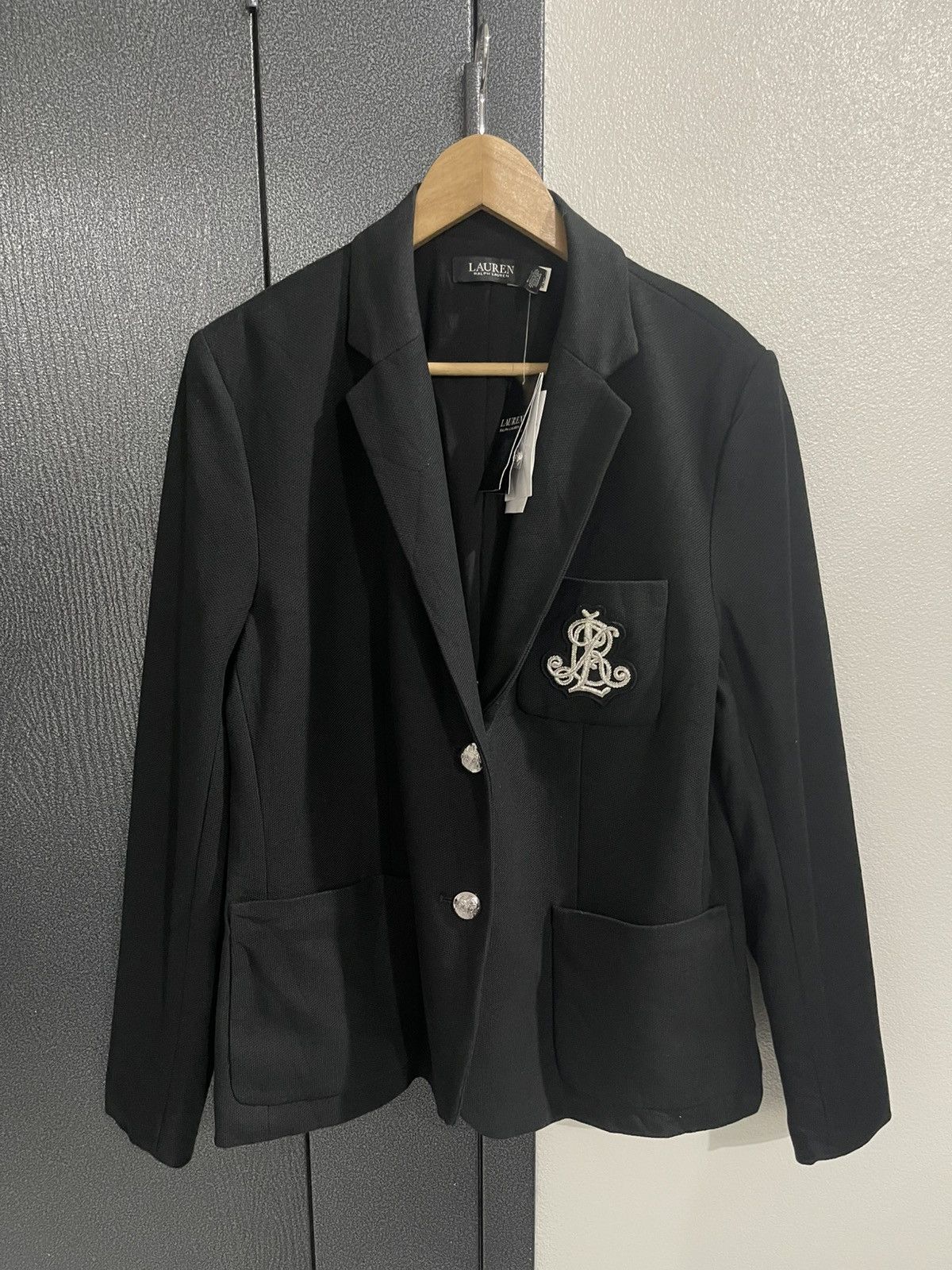 Lauren Ralph Lauren × Ralph Lauren Lauren Ralph Lauren Patch Jacquard Blazer Black Jacket Size L / US 10 / IT 46 - 1 Thumbnail