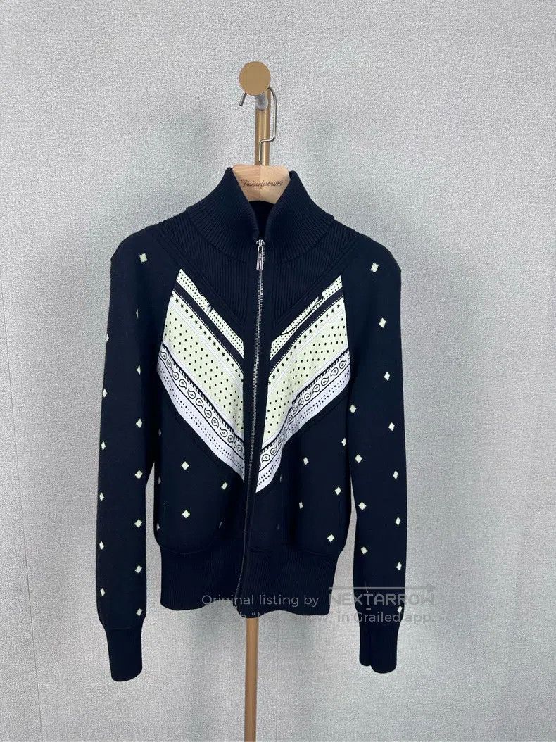 Hermes Hermes Black Printed Knit Jacket Size XS / US 0-2 / IT 36-38 - 1 Thumbnail