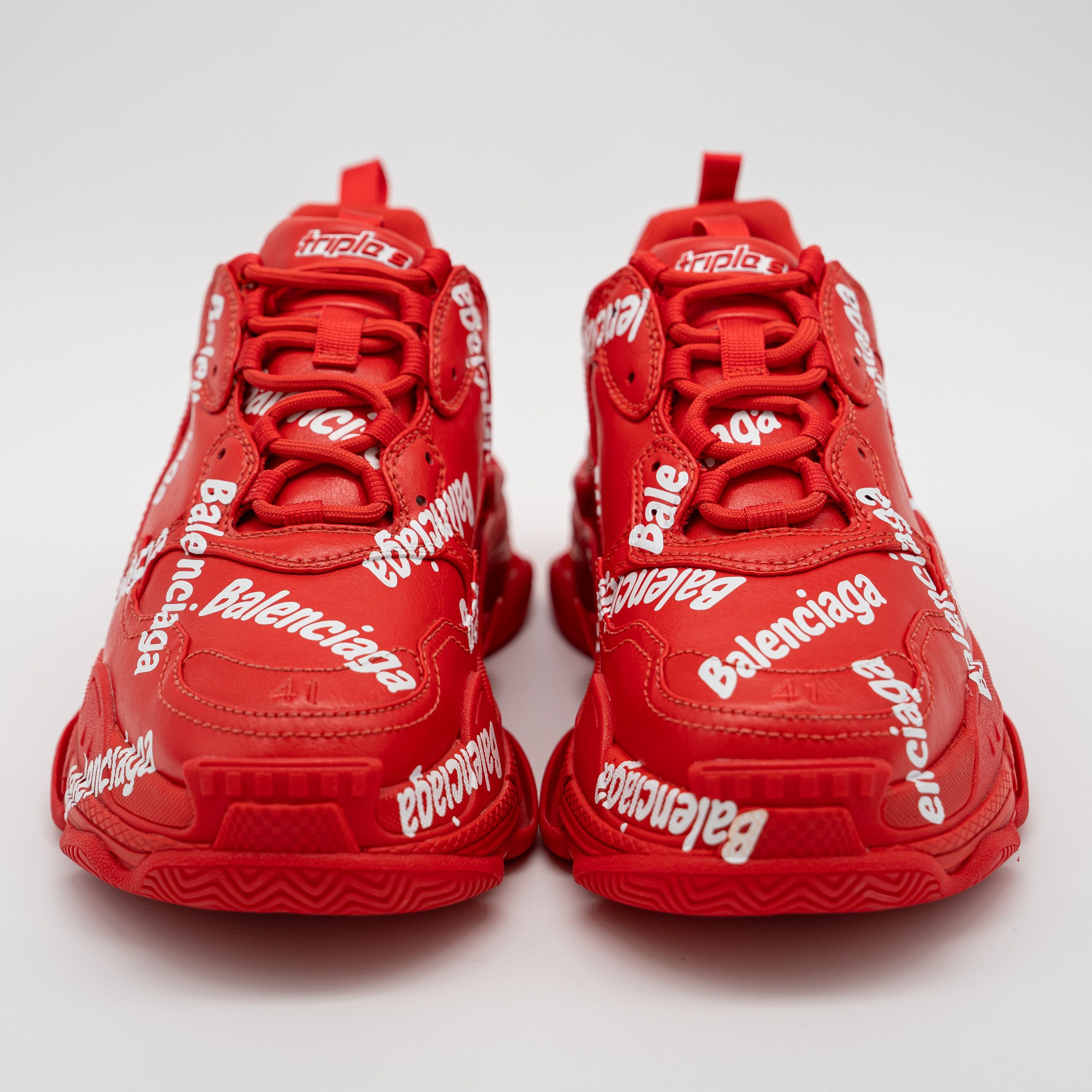 Balenciaga 41eu Balenciaga Triple S All Over Tomato Red White Print Size US 8 / EU 41 - 2 Thumbnail