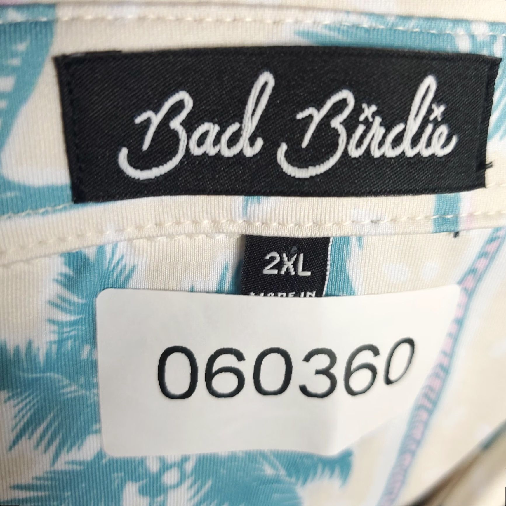 Vintage Bad Birdie Polo Shirt Mens 2XL Ivory Blue Palm Tree Print Short Sleeve Golf Polo Shirt Size US XXL / EU 58 / 5 - 7 Thumbnail