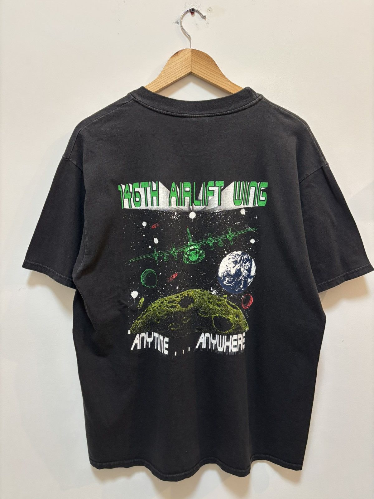 Vintage Vintage 90's C-130 Hercules Aircraft "Anytime...Anywhere" Size US L / EU 52-54 / 3 - 1 Thumbnail