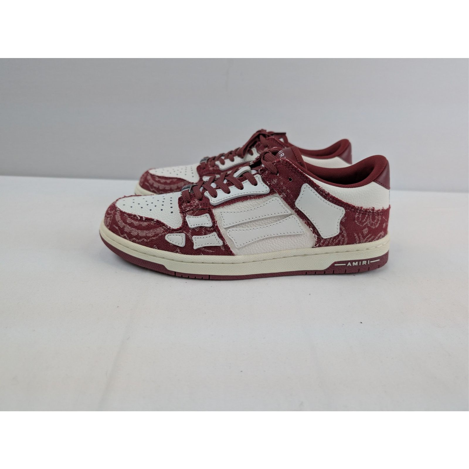Amiri o1rshd1 Bandana Denim Skeleton Top Low Sneakers in Burgundy Size US 11 / EU 44 - 11 Thumbnail
