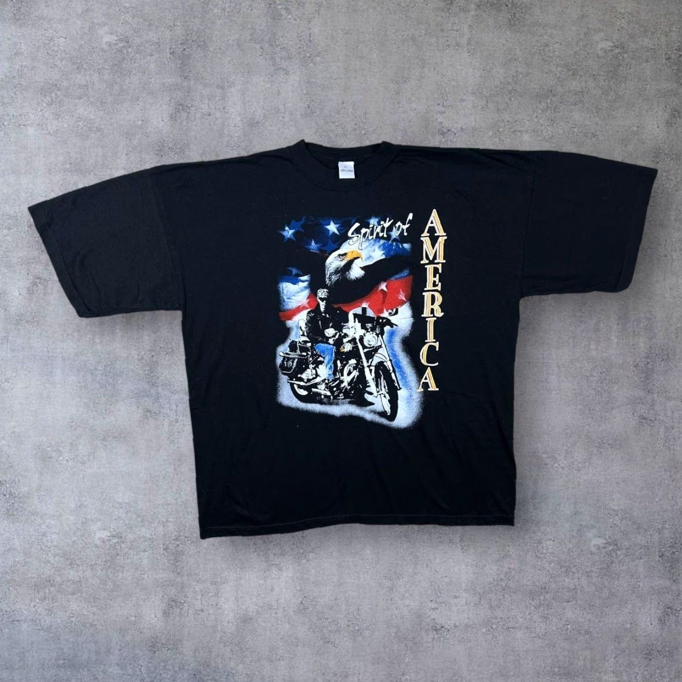 Vintage Vintage Spirit Of America Biker Eagle Patriotic Black Short Sleeve T-Shirt XL Size US XL / EU 56 / 4 - 2 Thumbnail