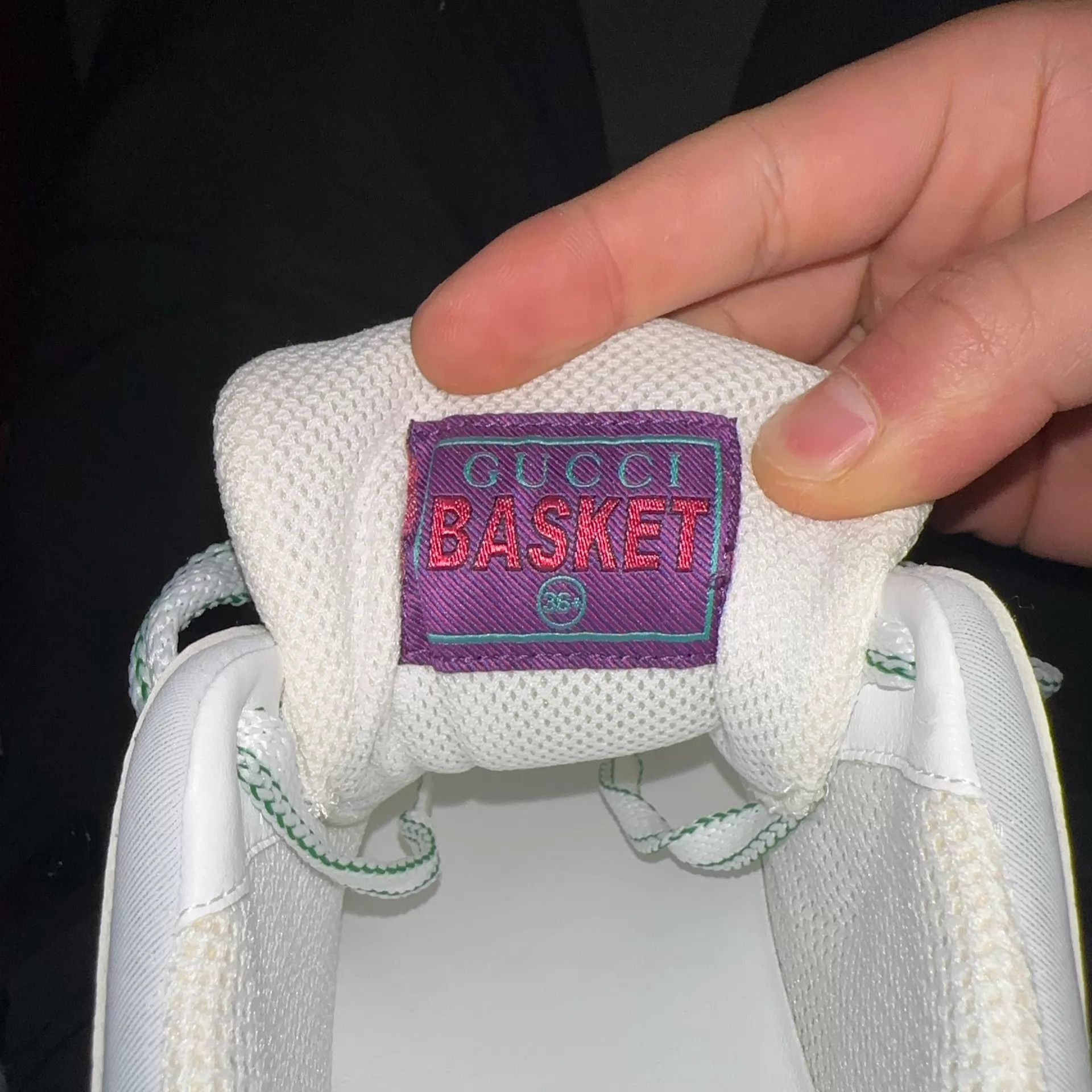 Gucci GUCCI GG Canvas Basketball Sneaker White/Green 36.5 Size US 6 / IT 36 - 5 Thumbnail