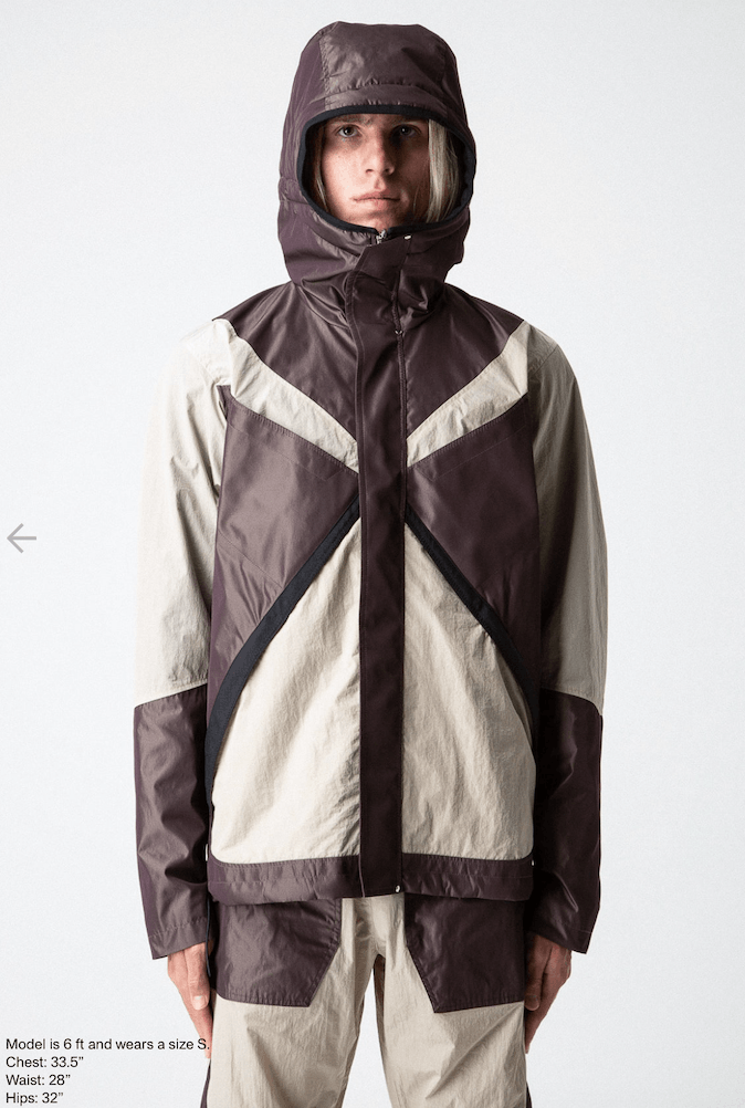 image of Arnar Mar Jonsson $1150 Ranra Texlon Composition Outerwear Jacket in Chocolate/Grey (Size Small)