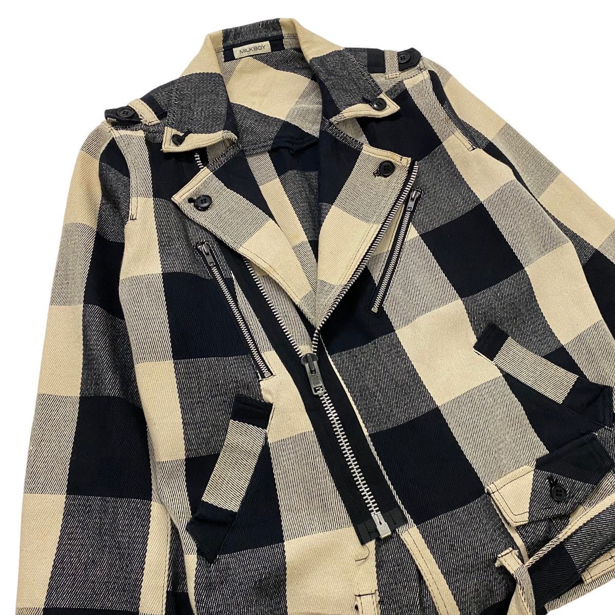 Japanese Brand ☀️Nice design Milkboy double collar tartan biker jacket Size US S / EU 44-46 / 1 - 4 Thumbnail