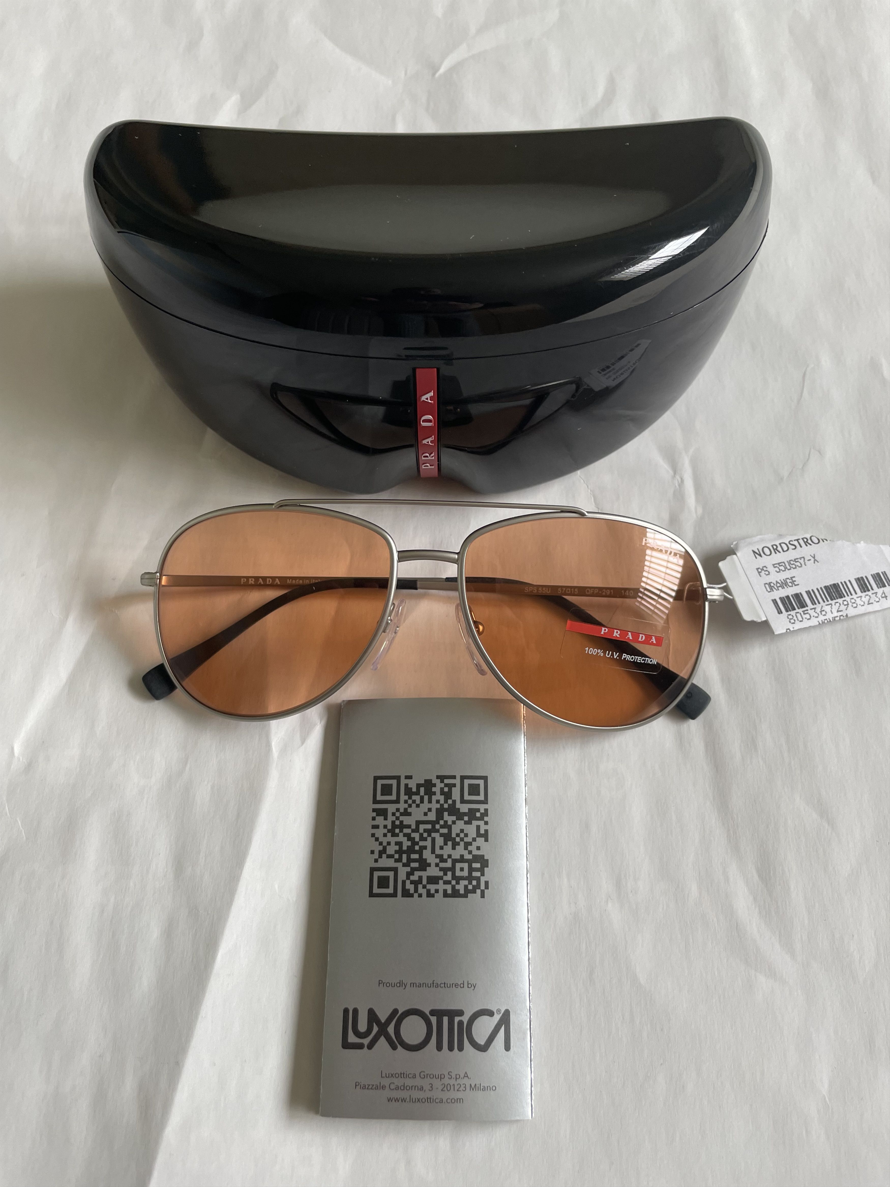 Prada PRADA SPORT SPS 55U QFP-291 SILVER/ORANGE LENS SUNGLASSES Size ONE SIZE - 11 Thumbnail