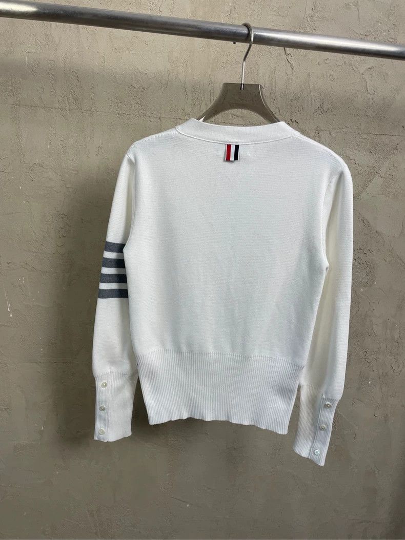 Thom Browne Thom Browne Size 38 White four-stripe knitted cardigan jac Size US XXS / EU 40 - 2 Thumbnail