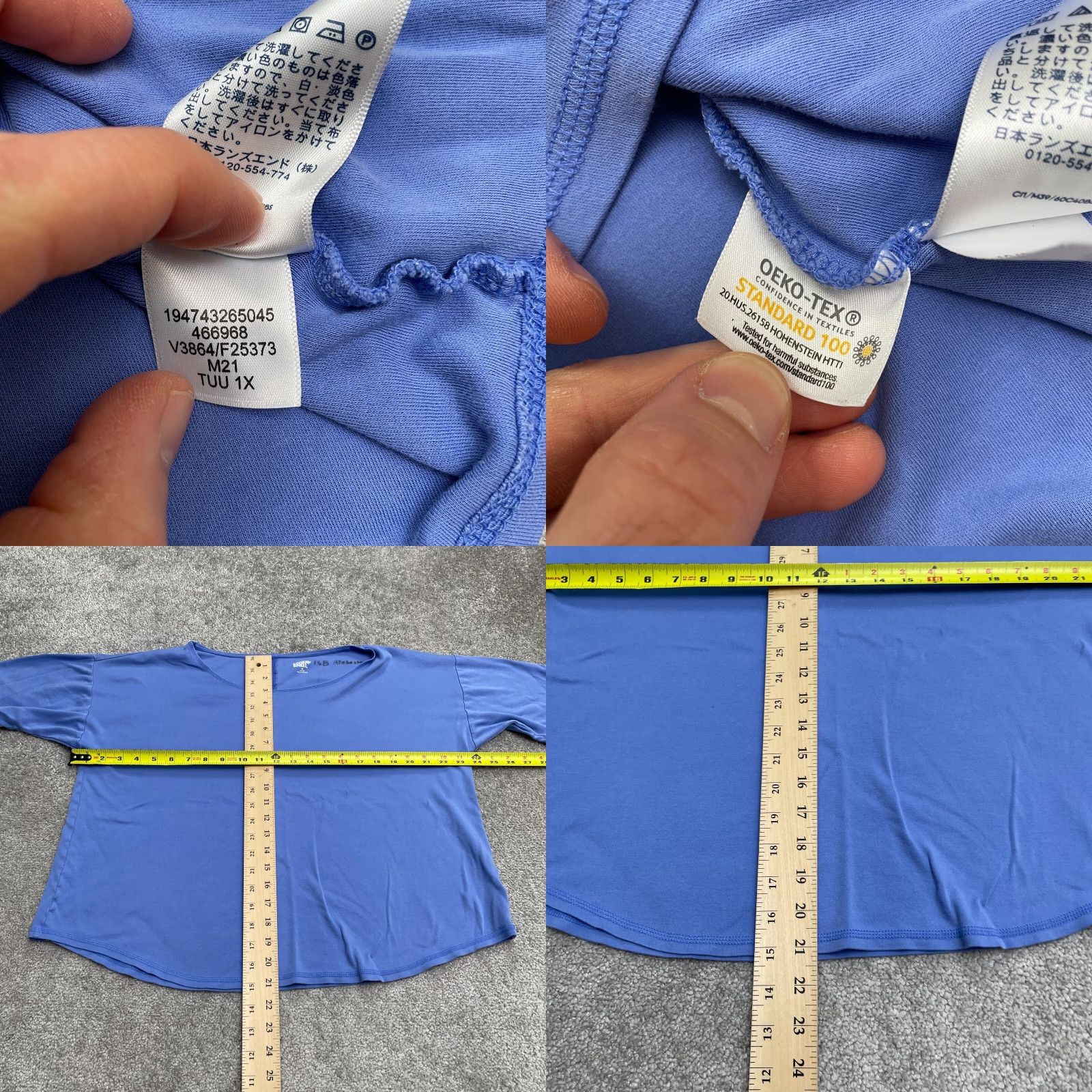 Lands' End Lands' End Oeko-Tex Basic Shirt Women 1X Blue Short Sleeve Round Neck Casual Top Size XL / US 12-14 / IT 48-50 - 8 Thumbnail
