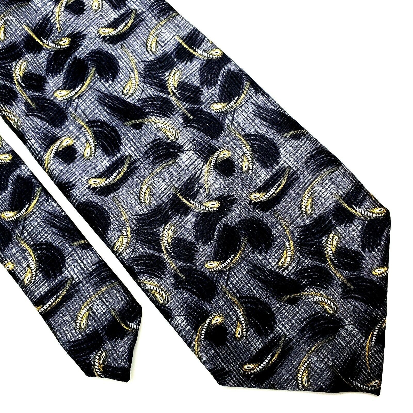 Robert Talbott Robert Talbott Silk Tie Print Gray Blue Abstract Short Wide Size ONE SIZE - 1 Thumbnail