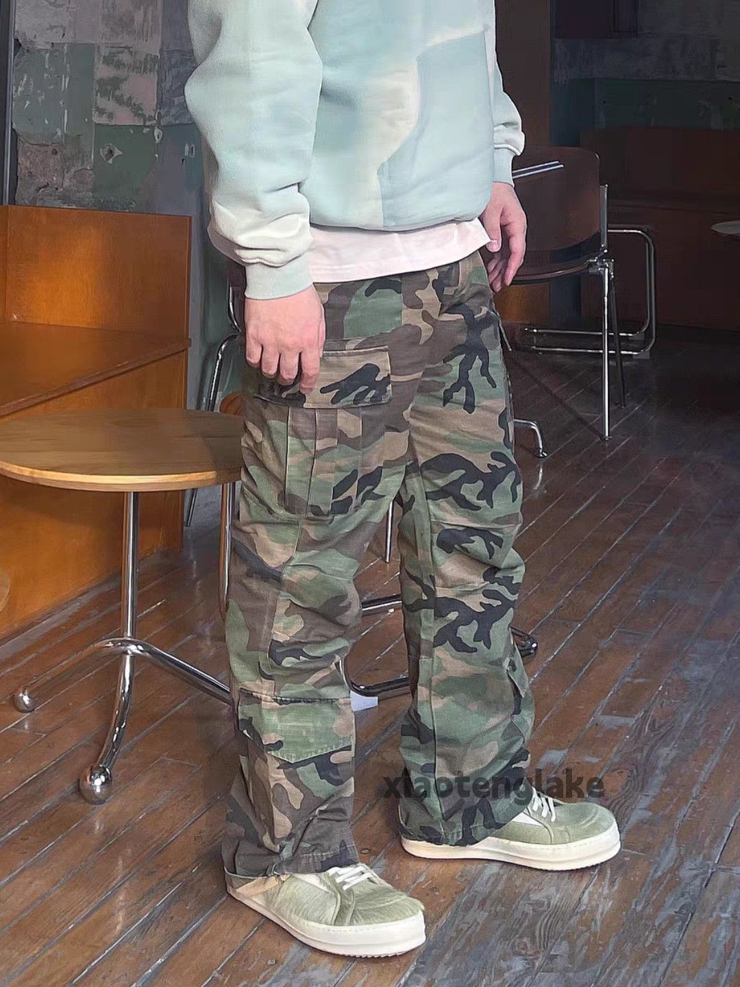 Vintage zx Balenciaga undercover style flared cargo camo pants