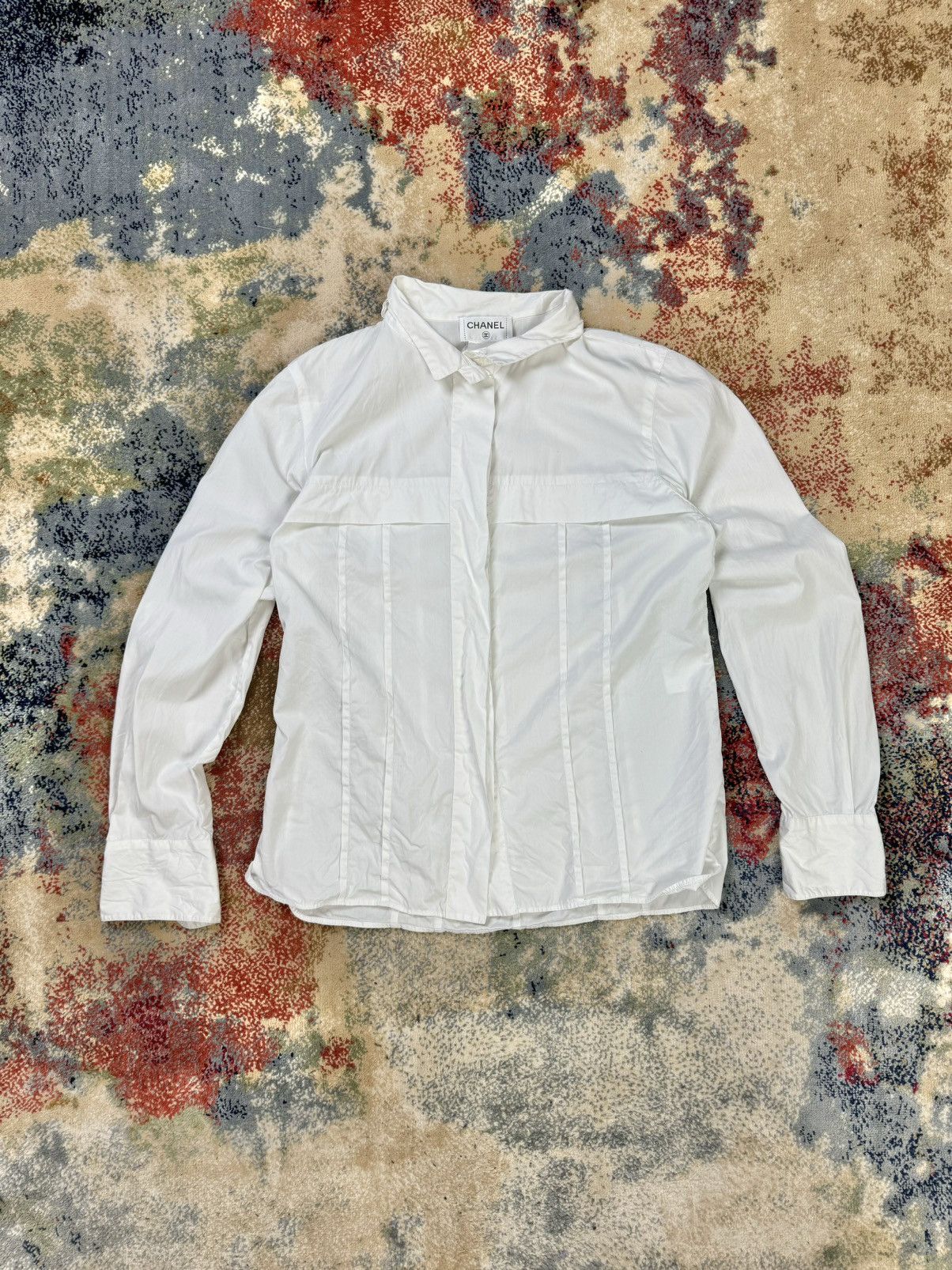image of Women's Chanel Shirt Blouse in White (Size Medium)