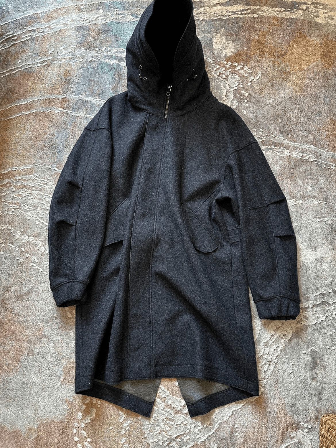 Undercover Sz 4 Undercover Black Hooded Wool Coat Mojos916907 Size US XL / EU 56 / 4 - 1 Thumbnail