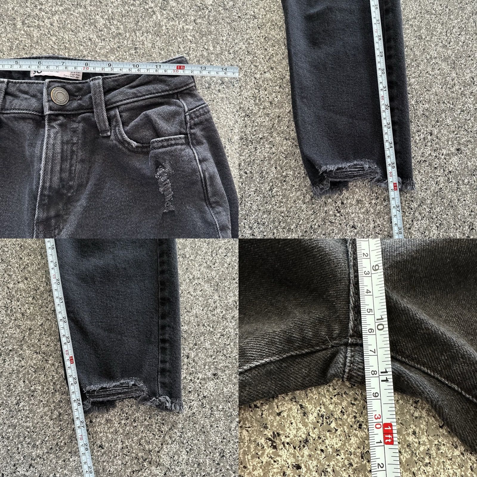 Vintage SO High Rise Mom Jeans Curvy Size 0 Distressed Raw Hem 90’s Straight 24x26 Black 90s SO Jeans Womens Pants Jeans Size 25" / US 0 / IT 36 - 8 Thumbnail