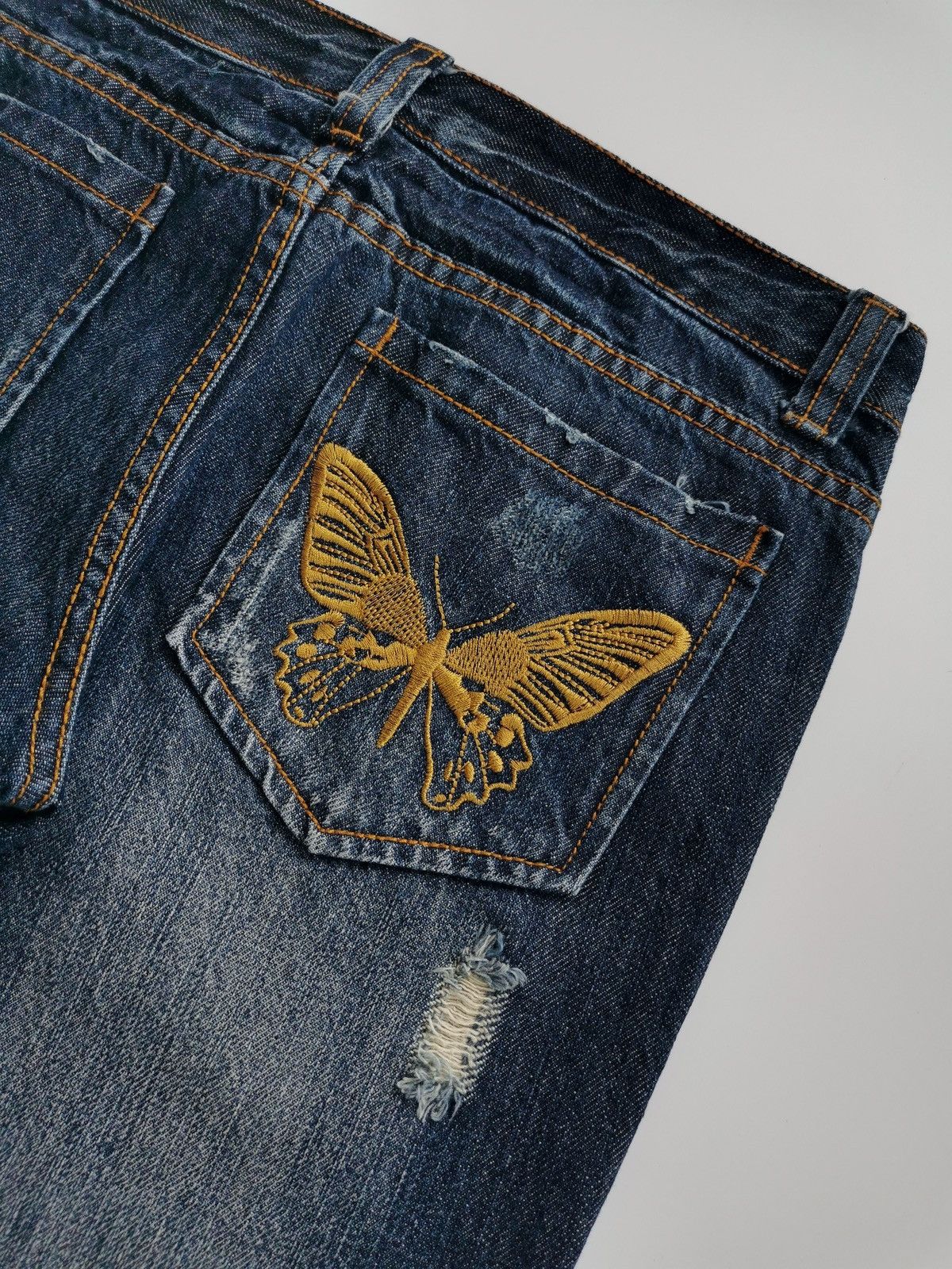 Japanese Brand Bootcut Butterfly Eight by Gold Label Jeans Kapital insp Size US 30 / EU 46 - 10 Thumbnail