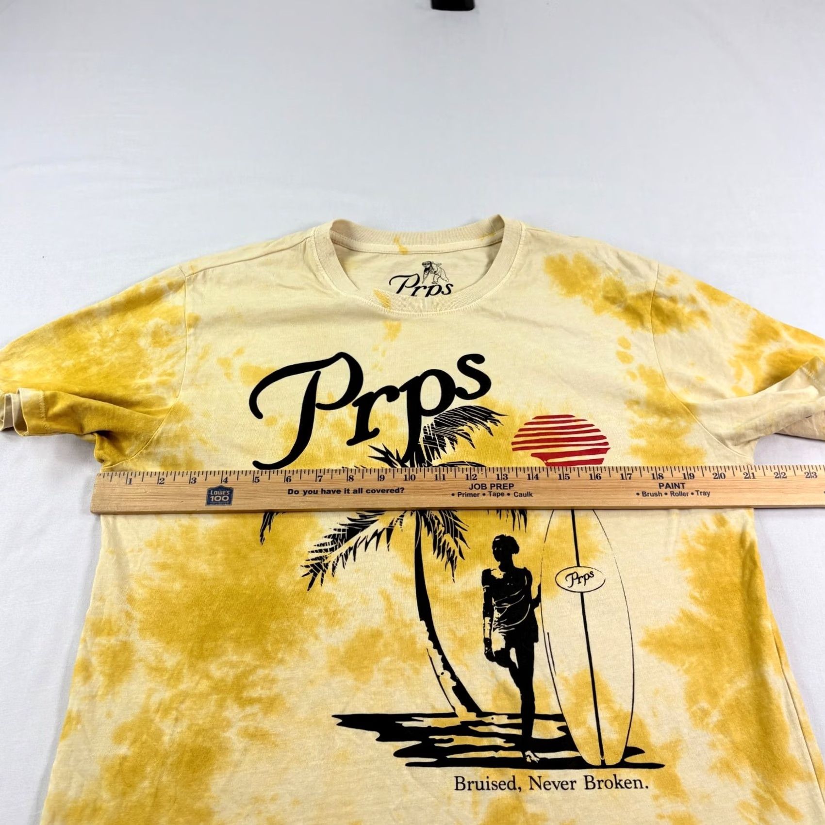 Prps PRPS Shirt Mens M Yellow Tie Dye Surf Graphic Crew Neck Short Sleeve Size US M / EU 48-50 / 2 - 4 Thumbnail