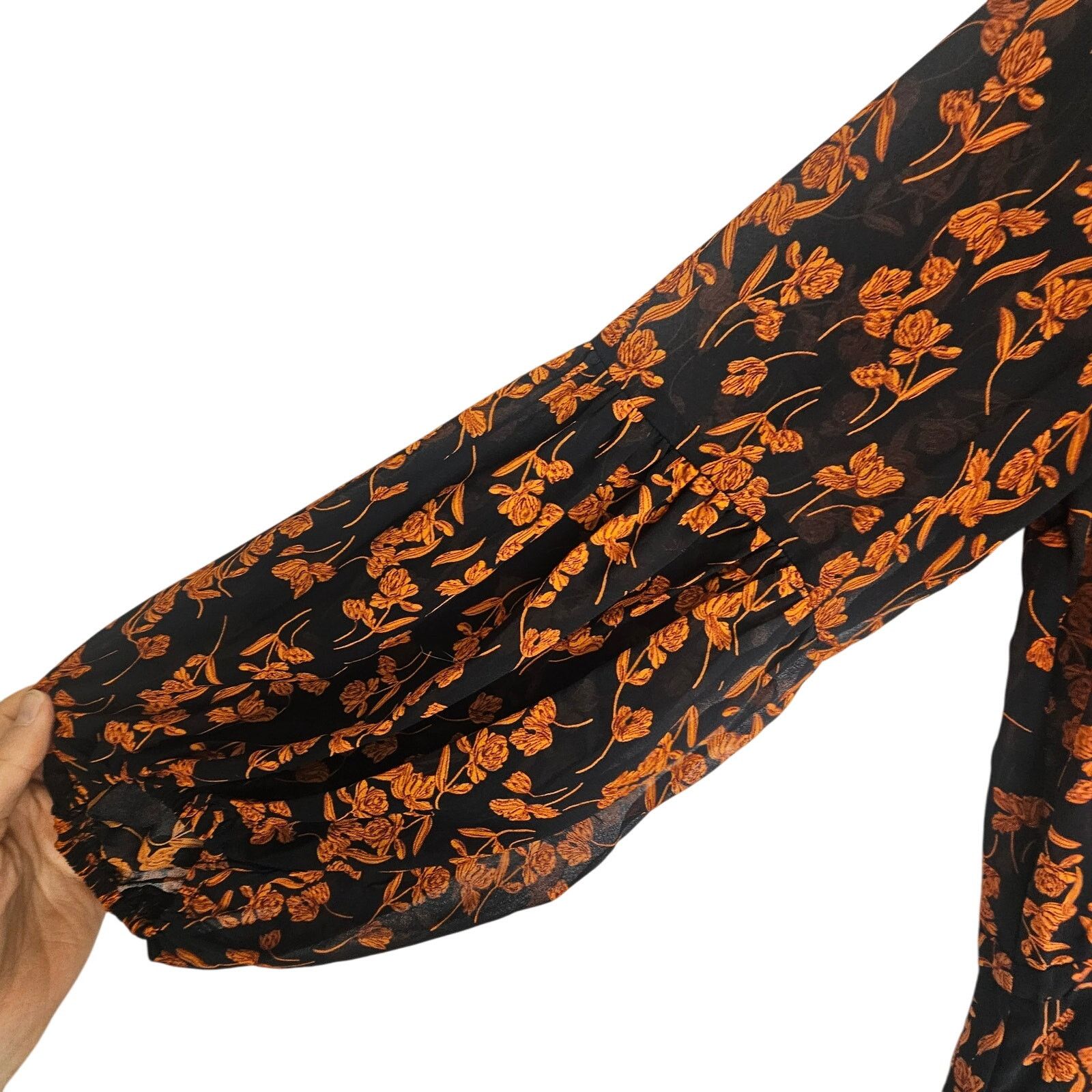Lululemon Lulus Dress M Sashay My Way Black Floral LS Mini Dress Puff Size M / US 6-8 / IT 42-44 - 6 Thumbnail