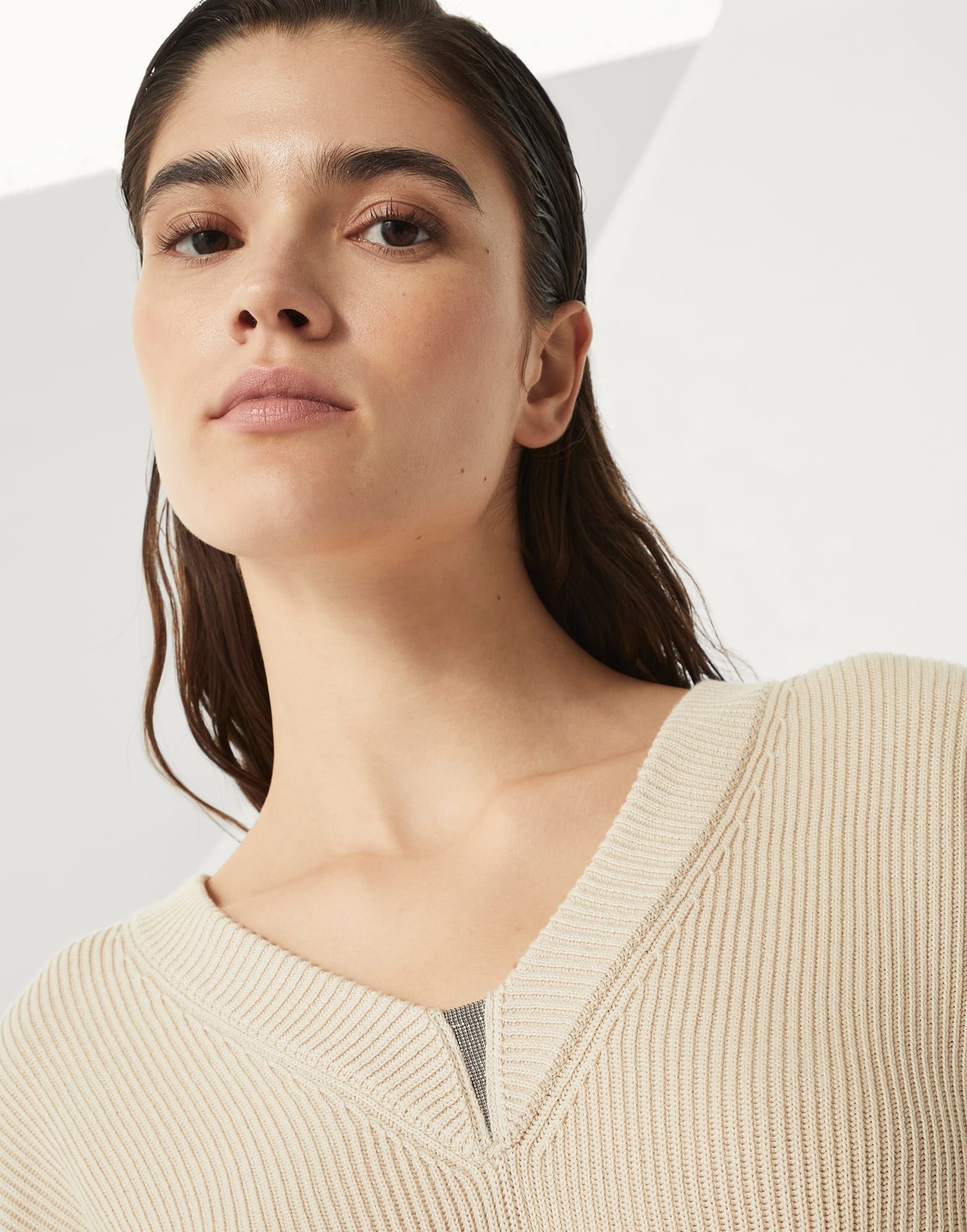 Brunello Cucinelli o1la1rc1a0326 English Rib Sweater in Butter Size S / US 4 / IT 40 - 3 Thumbnail
