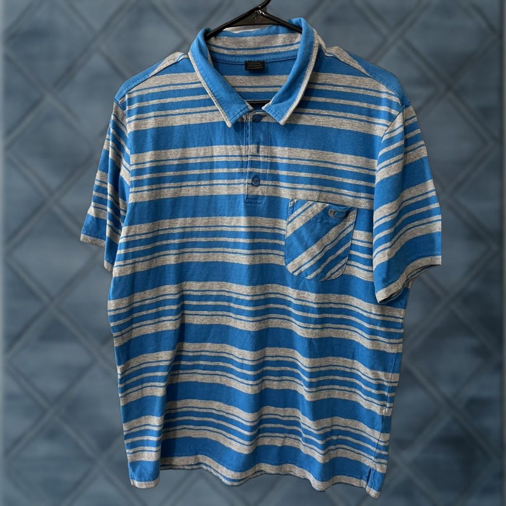 Oakley OAKLEY SHORT SLEEVE BLUE/GRAY STRIPED POLO SHIRT MENS LARGE EXCELLENT CONDITION Size US L / EU 52-54 / 3 - 1 Thumbnail