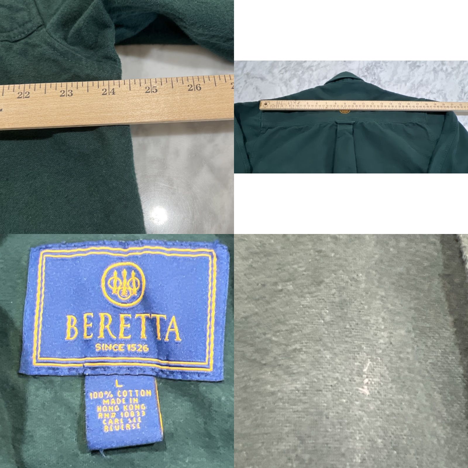Vintage Beretta Men’s Large Flannel Hunting Shirt Long Sleeve Button-Up Forest Green Pockets Outdoor Fall Winter Size US L / EU 52-54 / 3 - 8 Thumbnail