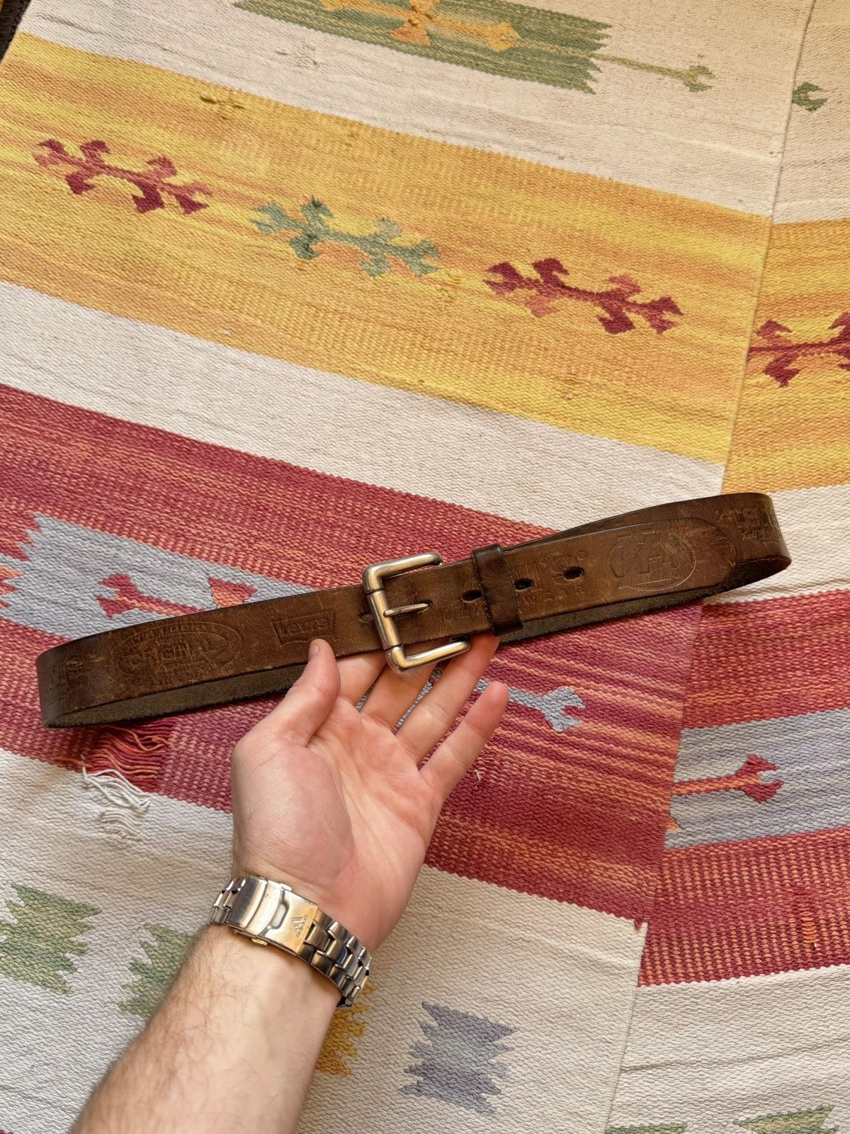 Levi's Vintage 90’s Levi’s Genuine Leather Brown Cowboy Belt Size ONE SIZE - 1 Thumbnail