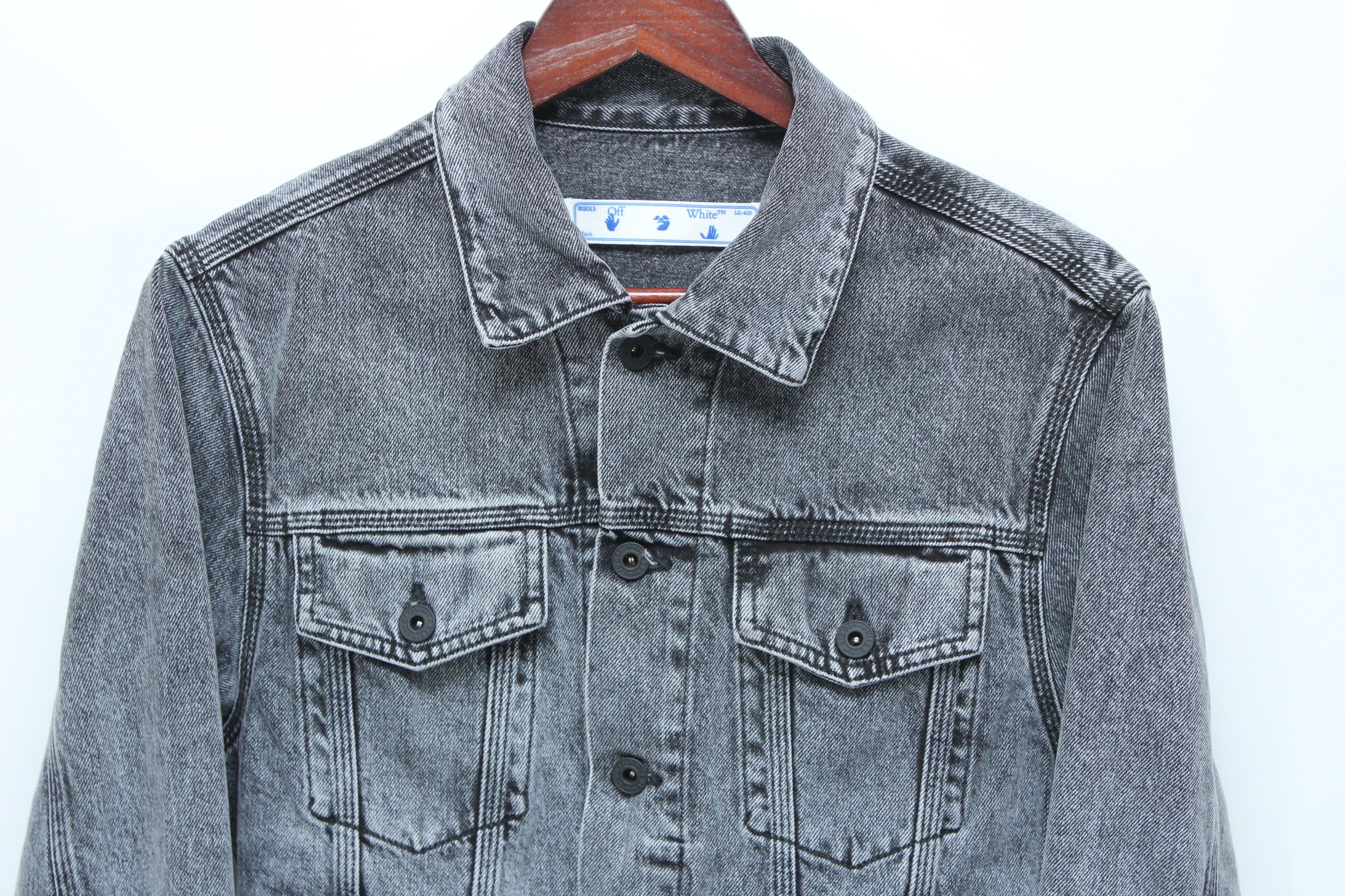 Off-White Off-White Logo Slim Fit Grey Denim Jacket Virgil Abloh Size US S / EU 44-46 / 1 - 2 Thumbnail
