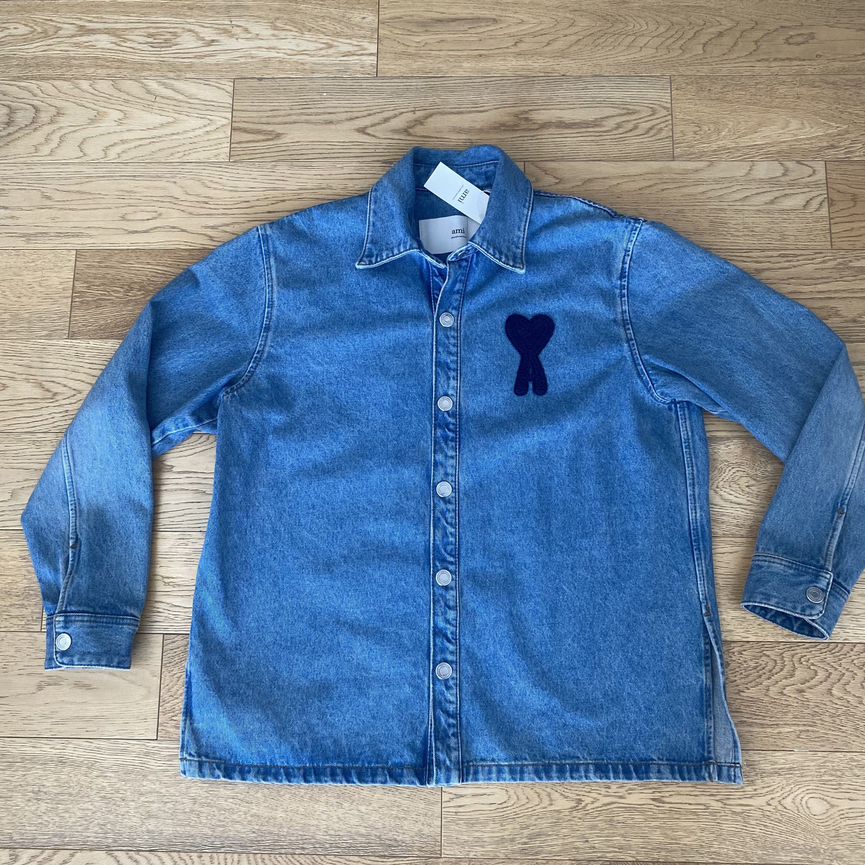 AMI Ami Paris Coeur Denim Overshirt Button Down Shirt Oversized Size US M / EU 48-50 / 2 - 1 Thumbnail