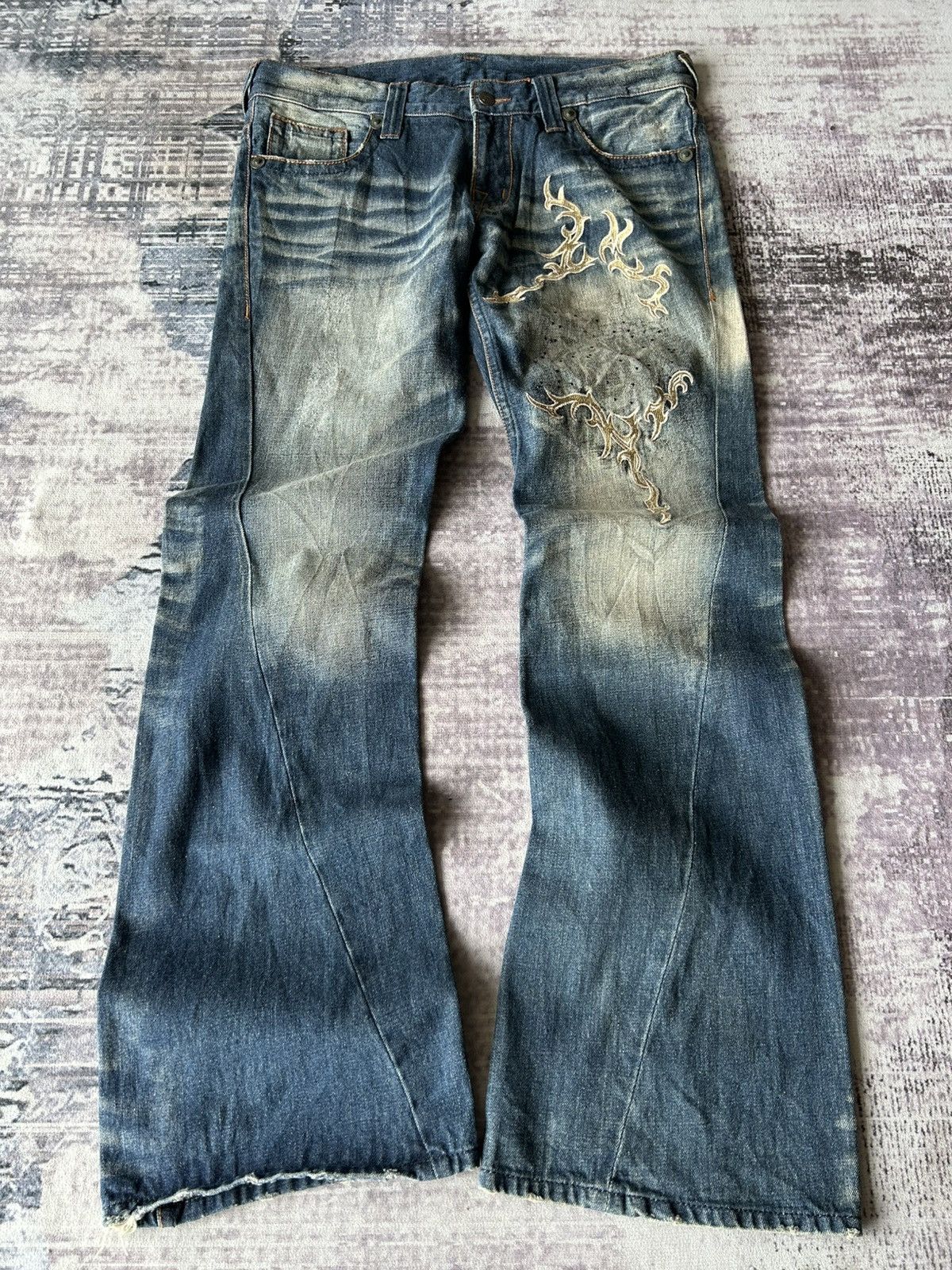 Pre-owned If Six Was Nine X Tornado Mart Tribal Flared Jeans