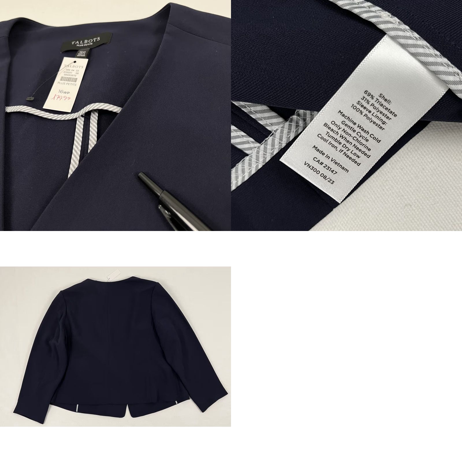 Talbots Talbots Blazer Jacket Womens Sz 16 WP Plus Petite Navy Blue Open Office Work NEW Size XXL / US 16-18 / IT 52-54 - 8 Thumbnail