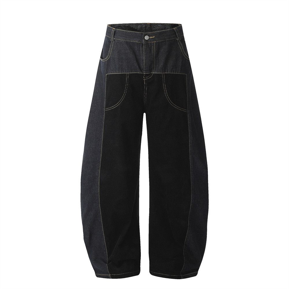 Japanese Brand × Jean Men's street casual loose corduroy patchwork scimitar jeans Size US 32 / EU 48 - 1 Thumbnail