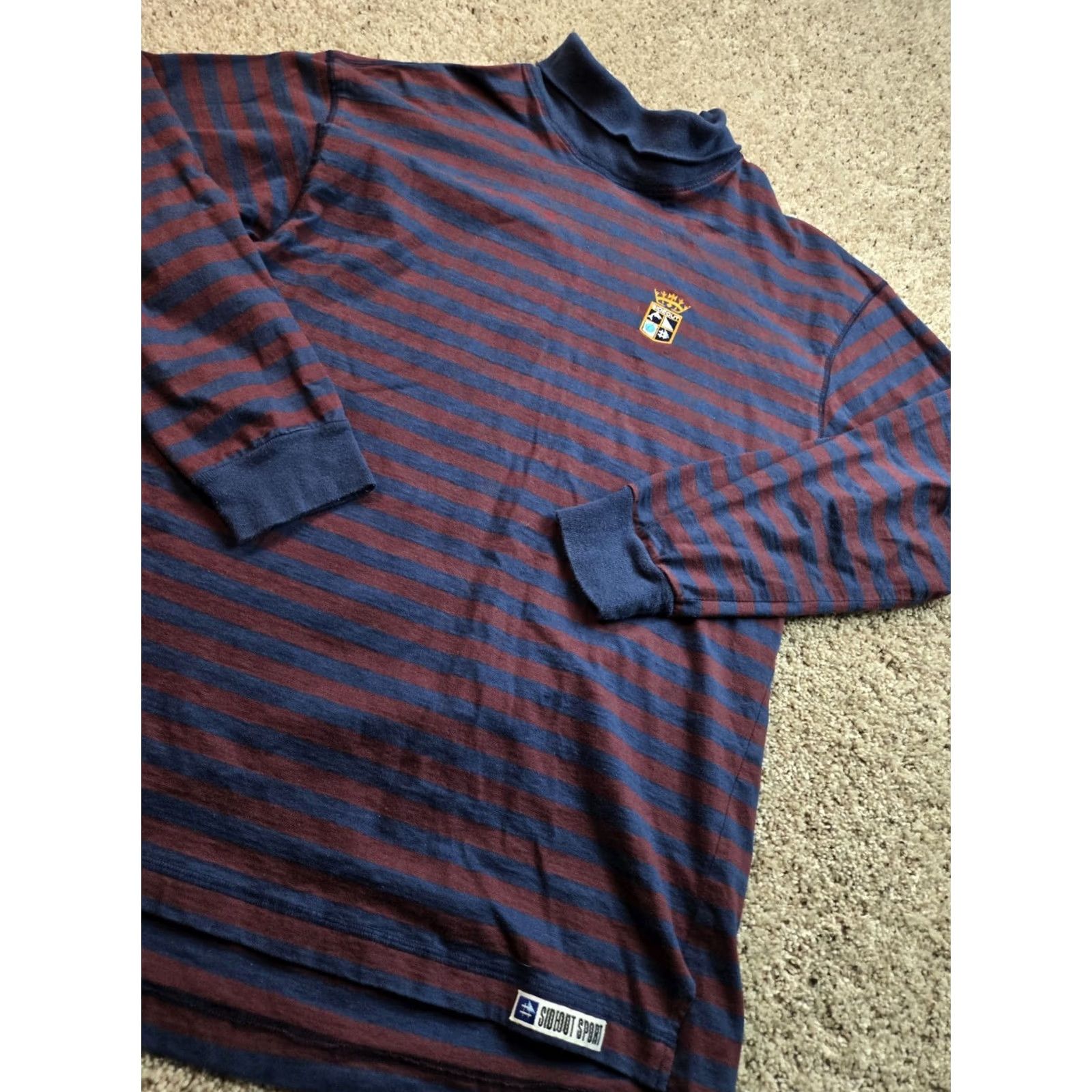 Sideout VINTAGE Sideout Shirt XL Mens Blue Striped Turtleneck Crest Logo USA 90s Boys? Size US XL / EU 56 / 4 - 2 Thumbnail