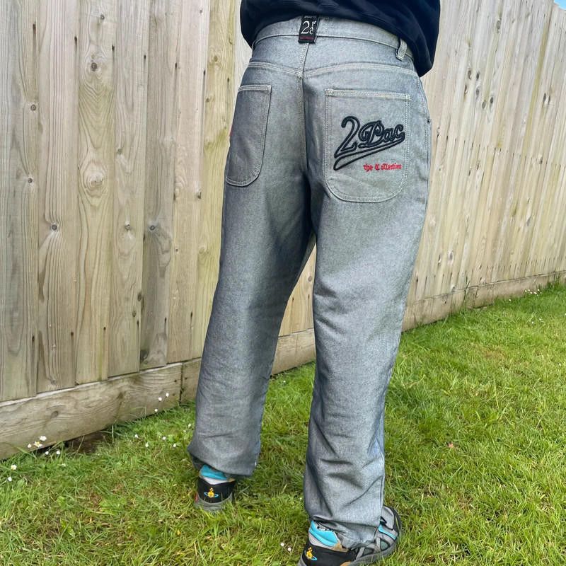 Designer 90s baggy silver 2pac hip hop Trousers Size US 32 / EU 48 - 5 Thumbnail