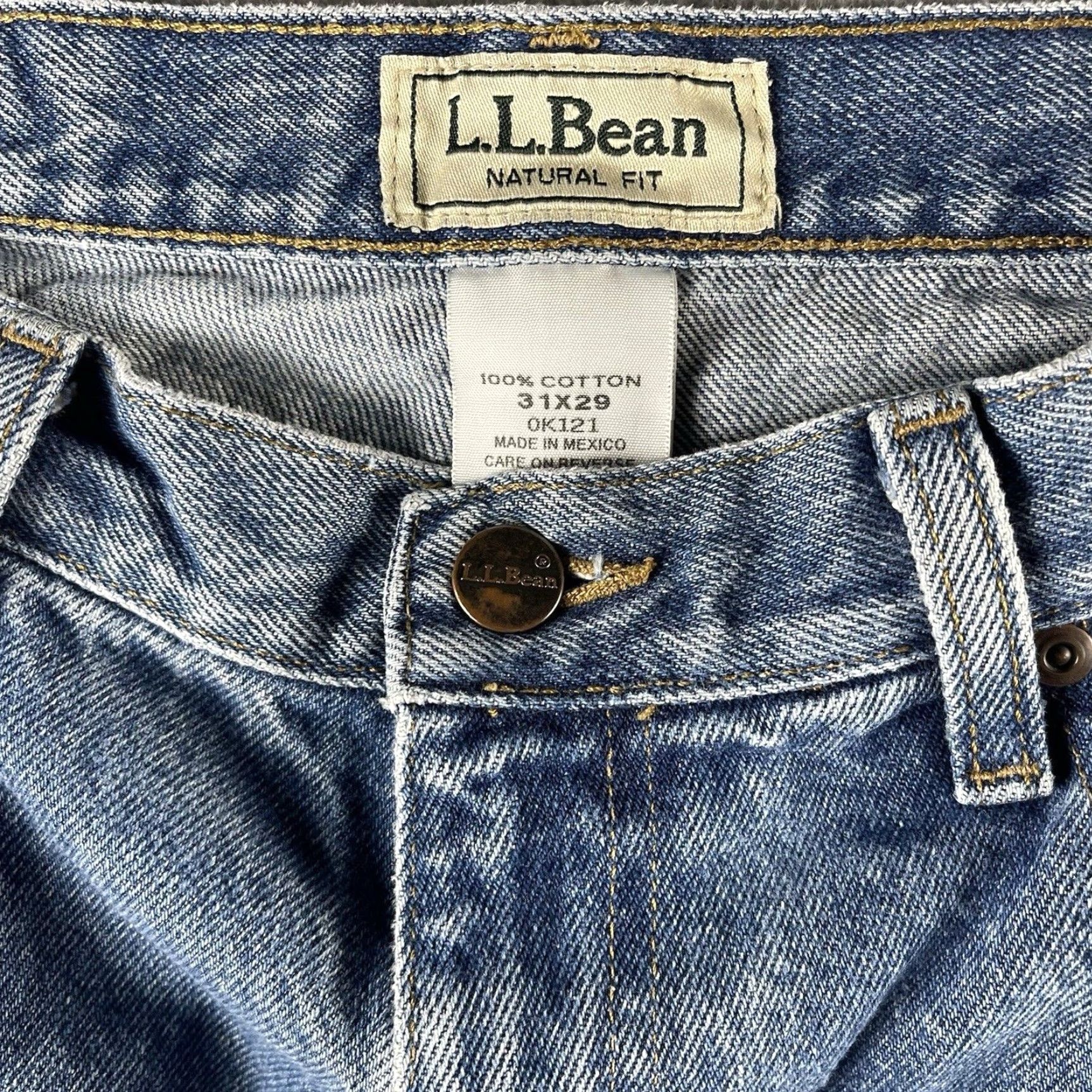Vintage L.L. Bean Jeans Mens Natural Fit 31x29 Denim Blue Straight Pockets Belt Loops Zip Front Casual Workwear Vintage: No Mens Size US 32 / EU 48 - 2 Thumbnail