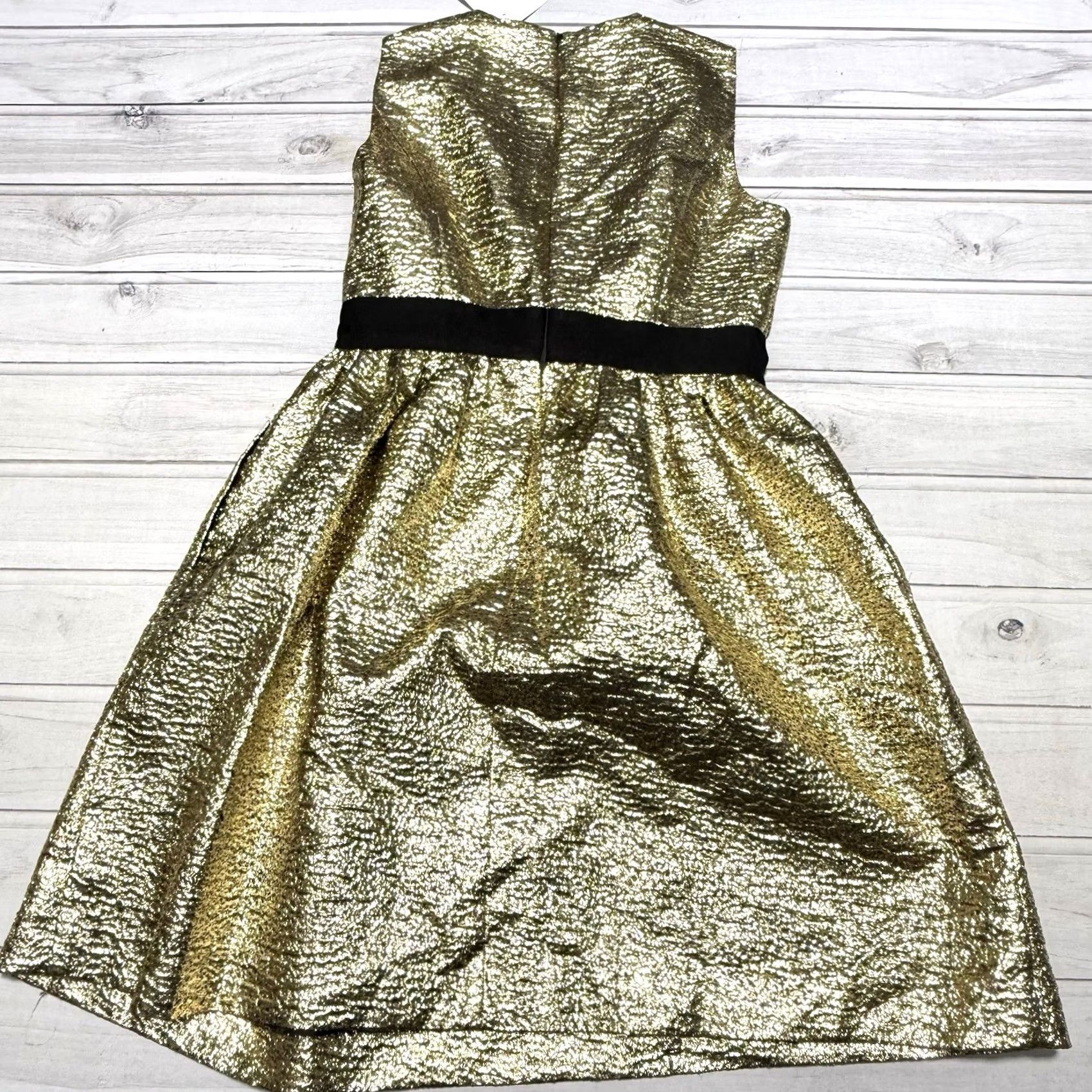Brooks Brothers Brooks Brothers Dress 8 A-Line Sleeveless Party Cocktail NWT Gold Jacquard Knee Length Women Dress Size M / US 6-8 / IT 42-44 - 2 Thumbnail