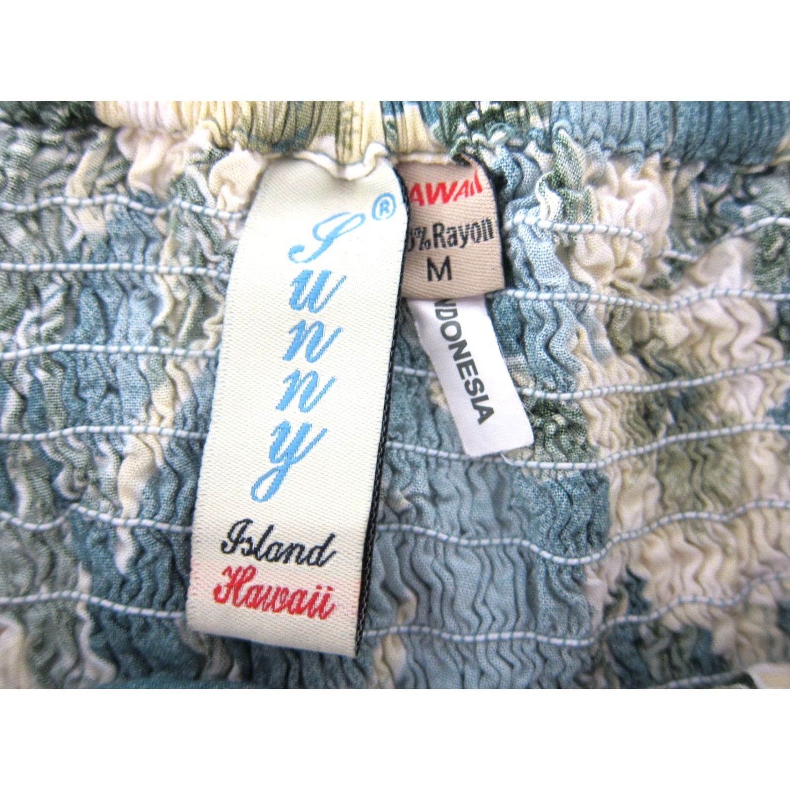 Vintage Sunny Island Hawaii Dress M Blue Ivory Green Tropical Floral Strapless Short Sun Size 32" / US 10 / IT 46 - 3 Thumbnail