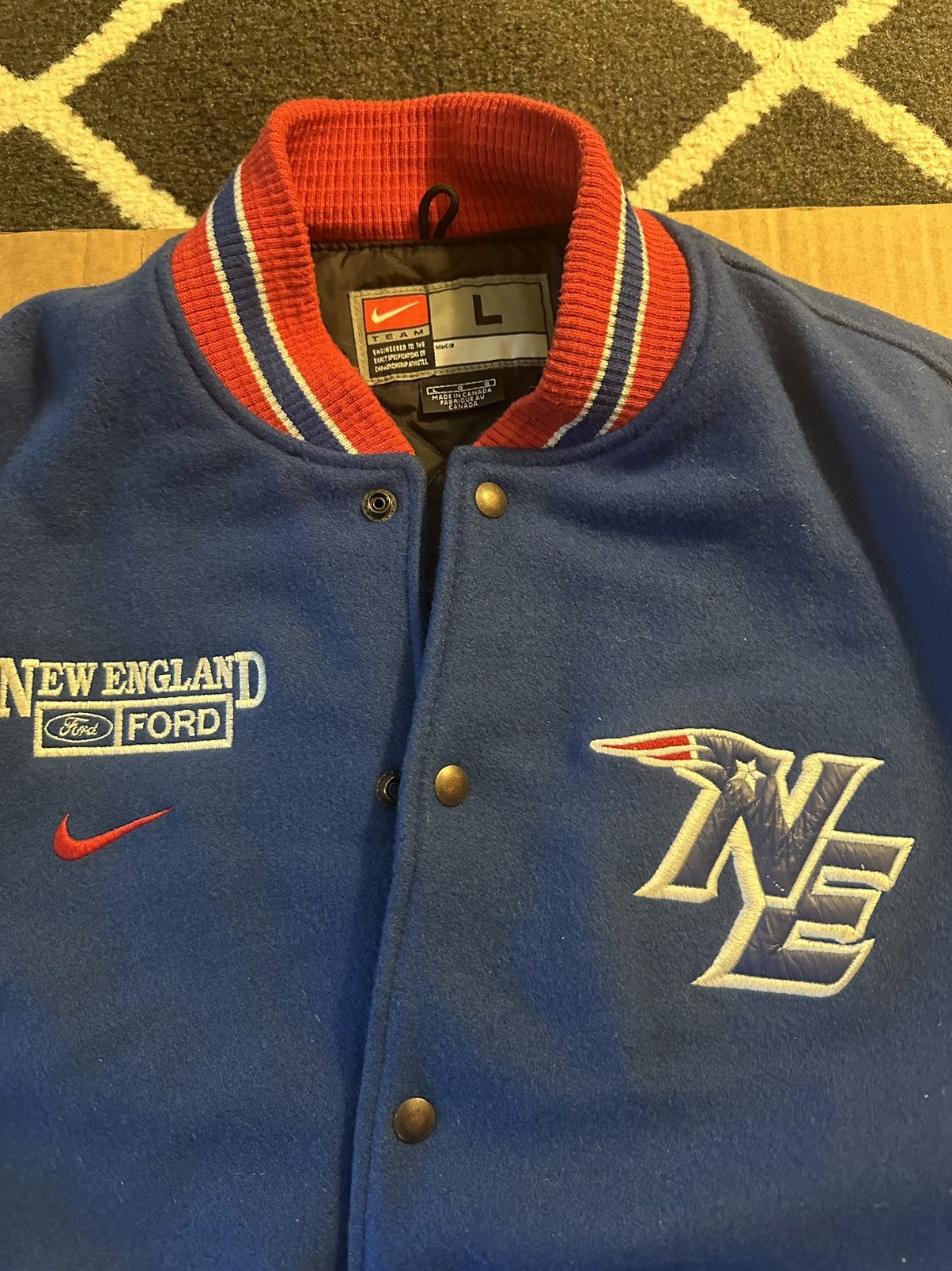 NFL New England Patriots vintage varsity bomber jacket Ford/Nike Size US L / EU 52-54 / 3 - 2 Thumbnail