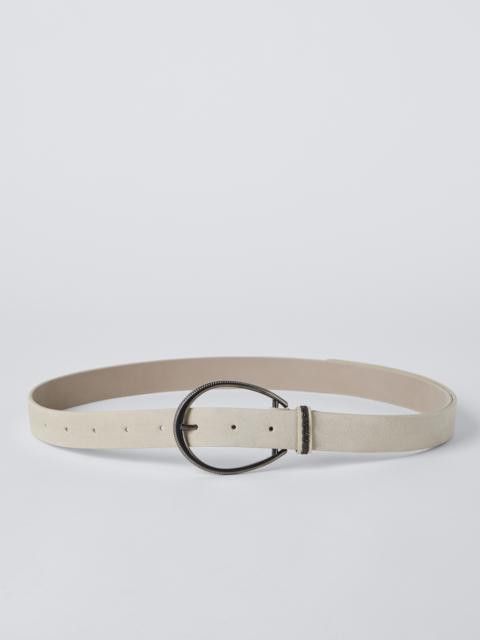 Brunello Cucinelli o1la1rc1a0325 Size: OS/Suede Leather Belt in Light Beige Size ONE SIZE - 1 Thumbnail