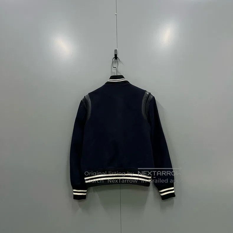 Saint Laurent Paris Saint Laurent Paris Navy Blue Patch Leather Baseball Jacke Size US M / EU 48-50 / 2 - 2 Thumbnail