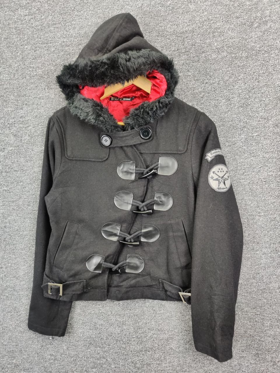 Japanese Brand Hell Cats Punks Wool Duffle Fur Coat Hoodie Jacket Size US S / EU 44-46 / 1 - 2 Thumbnail