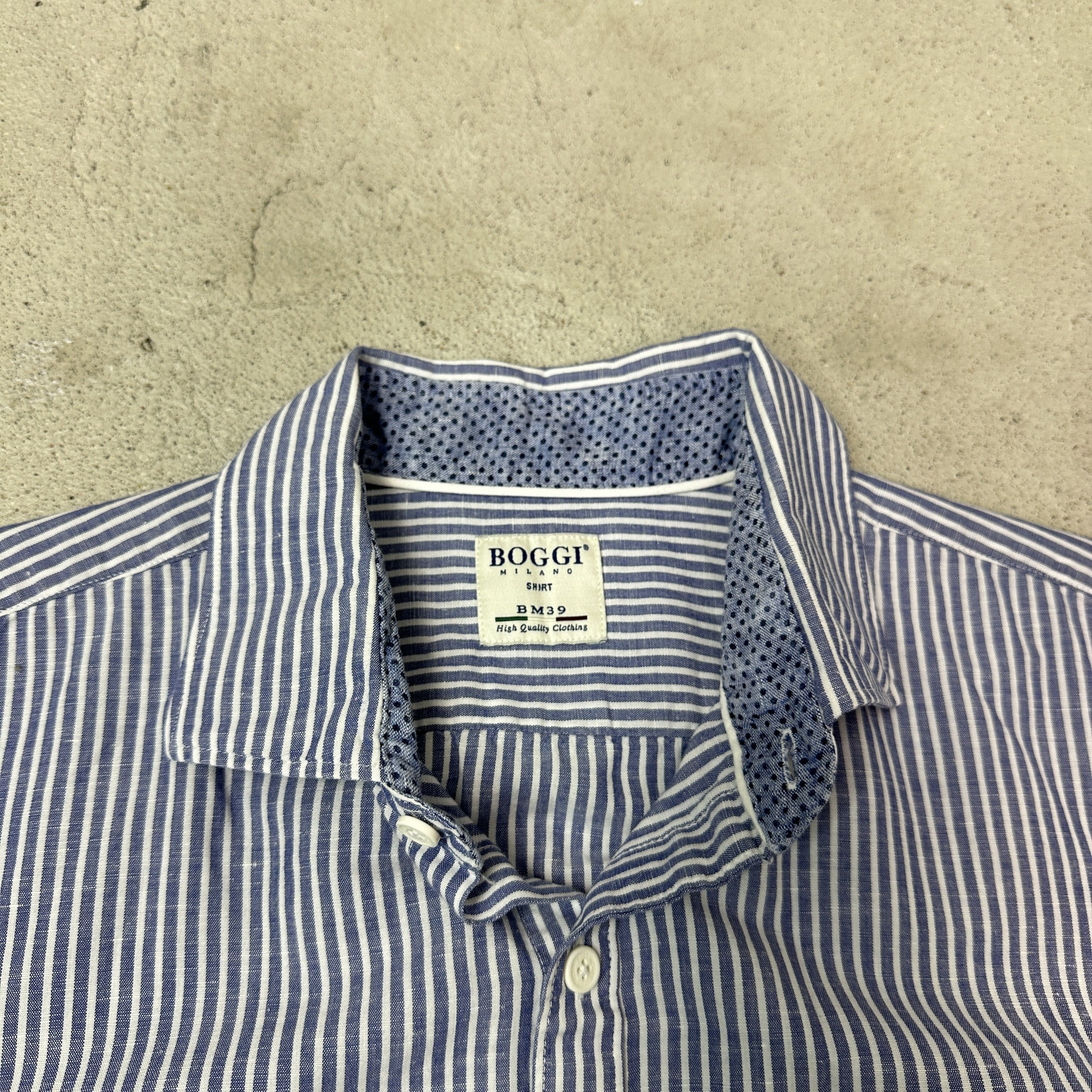 Boggi Vintage Linen Striped Classy Boggi Milano Shirt Y2K Size US XL / EU 56 / 4 - 3 Thumbnail