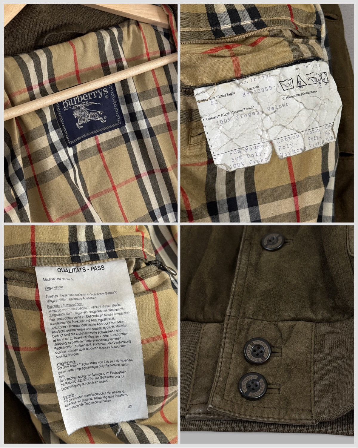 Burberry 80's BURBERRYS Nova Check Lined Suede Leather Bomber Jacket Size US L / EU 52-54 / 3 - 6 Thumbnail
